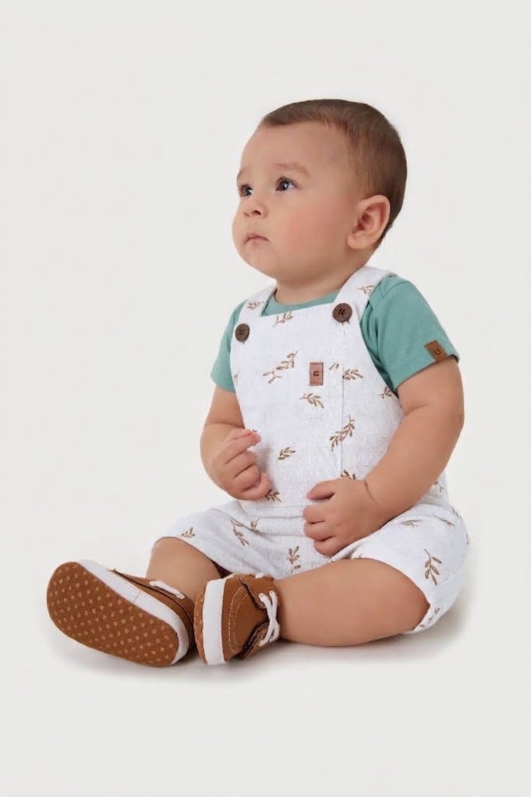 Infantil - Conjunto Menino Body E Macaquinho Estampado Bolso Funcional - Carinhoso