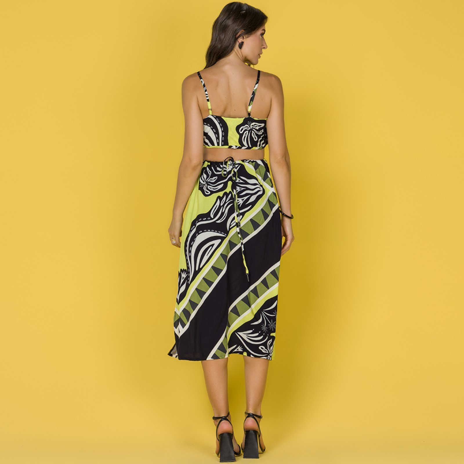 Vista 3 Vestido Midi Recorte Cintura SP0662BQ De Chelles estampado De Chelles estampado