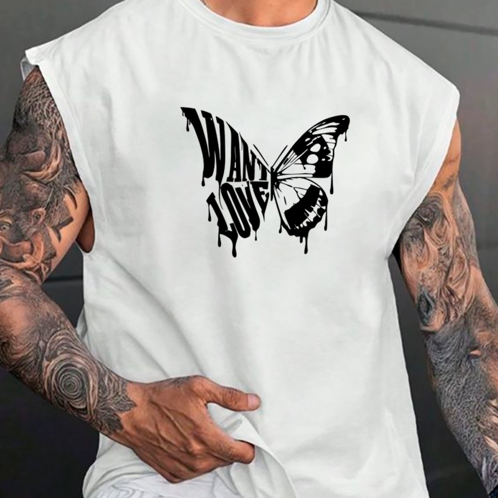 Camiseta Regata Machão Ousy Want Love Oversized Masculina Branco