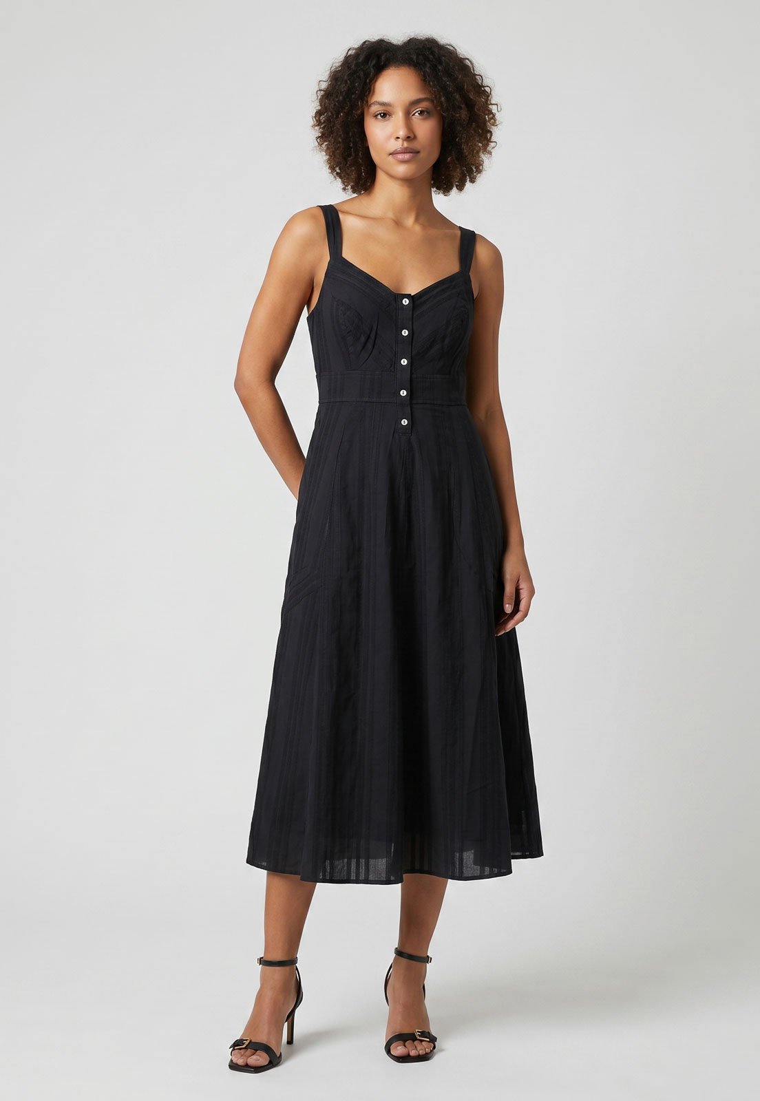Vestido Levis Midi Ravina Preto