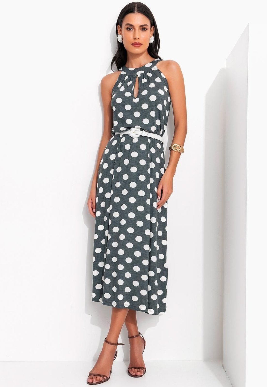 Vestido Em Malha De Viscose Cinza Quintess