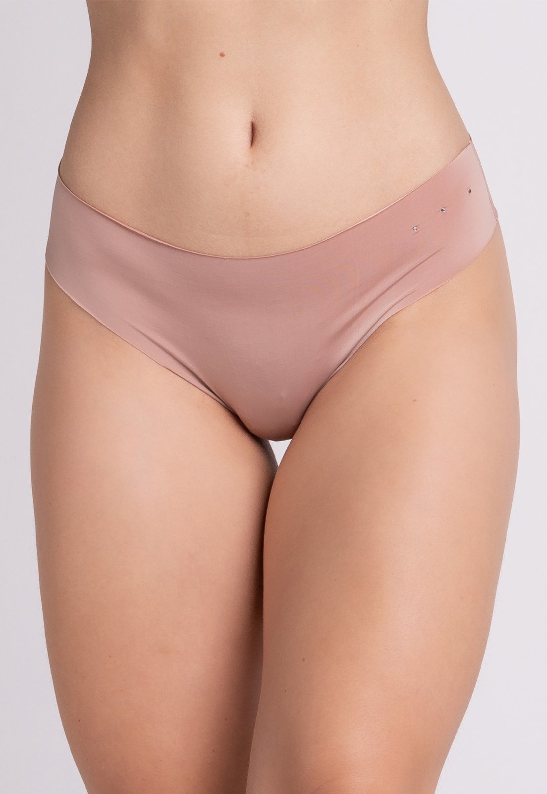 Calcinha Sem Costura Bella Fiore Modas Lingerie Tanga Corte a Laser Bege