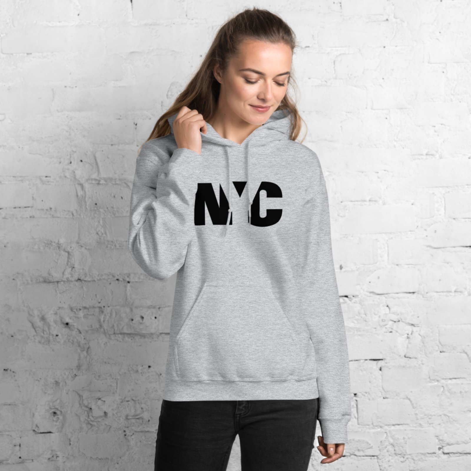 Moletom Flanelado Feminino Blusa Mooboo de Frio Fechado Urbania Moleton Cinza mescla estampa Nyc new york city Preto