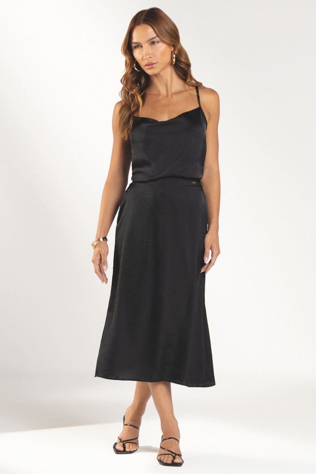 Saia Feminina Acetinada Marialícia Preto