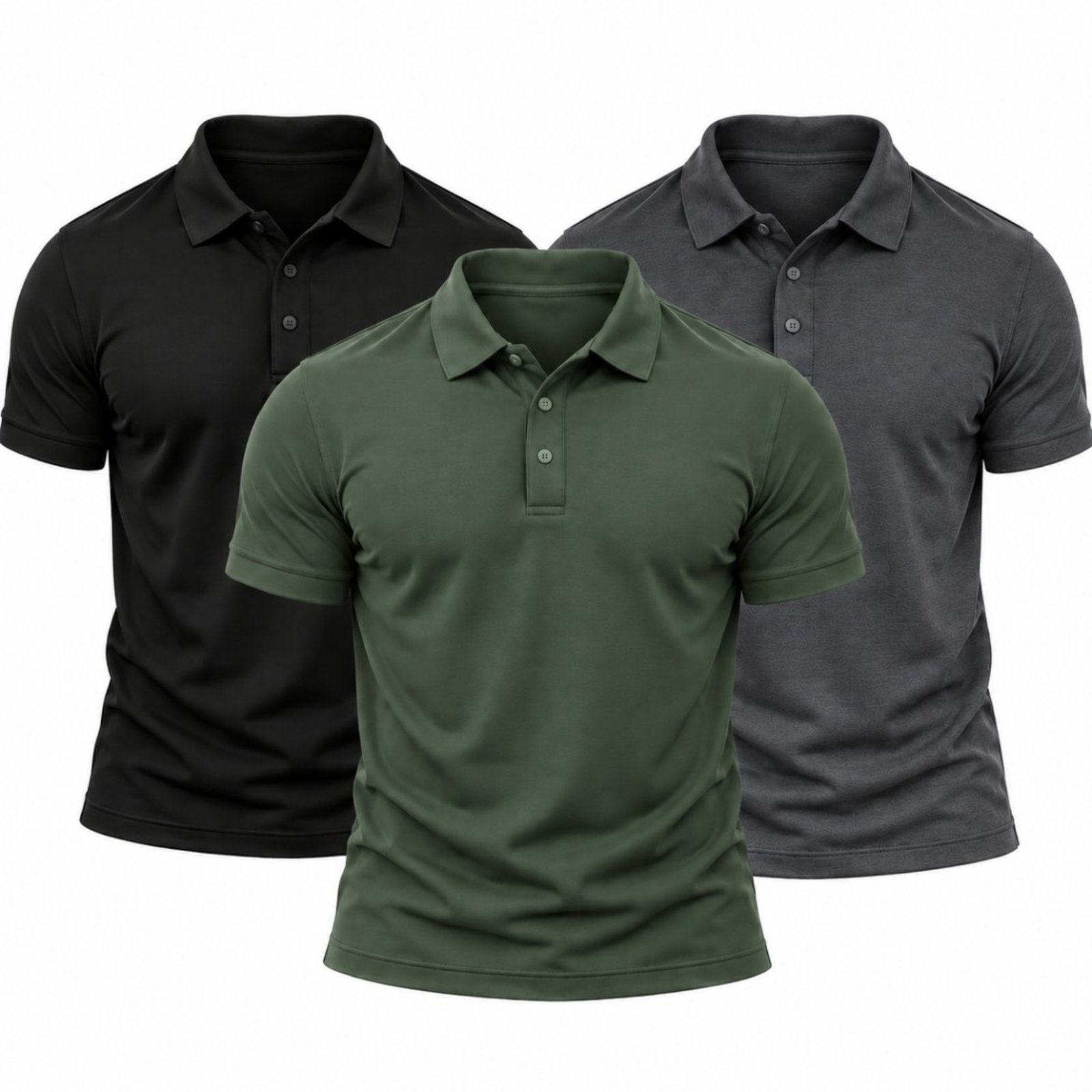 Kit 3 Camisas Polo Poliamida Masculina Básica Premium Colorido