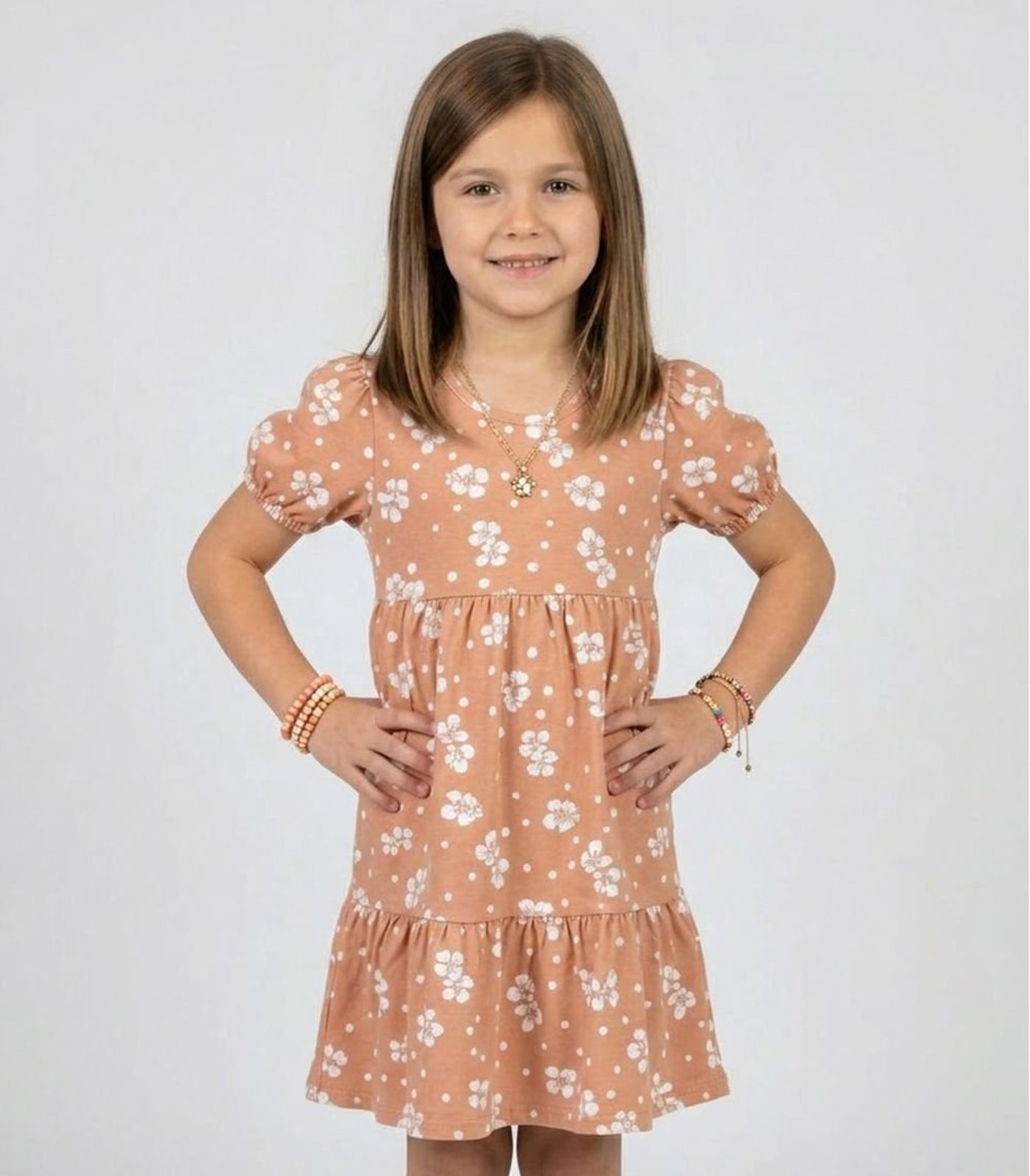 Infantil - Vestido Com Franzido na Saia Select Marrom