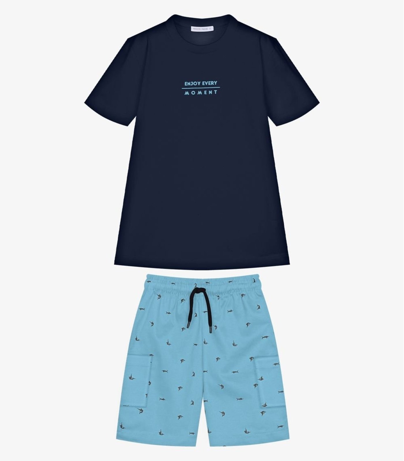 Infantil - Conjunto Camiseta Com Bermuda Trick Nick Azul
