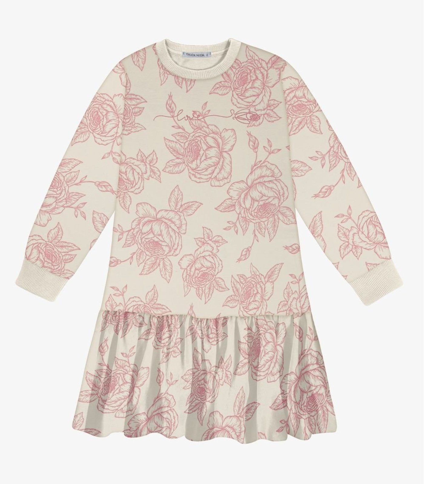 Infantil - Vestido Manga Longa Menina Trick Nick Bege