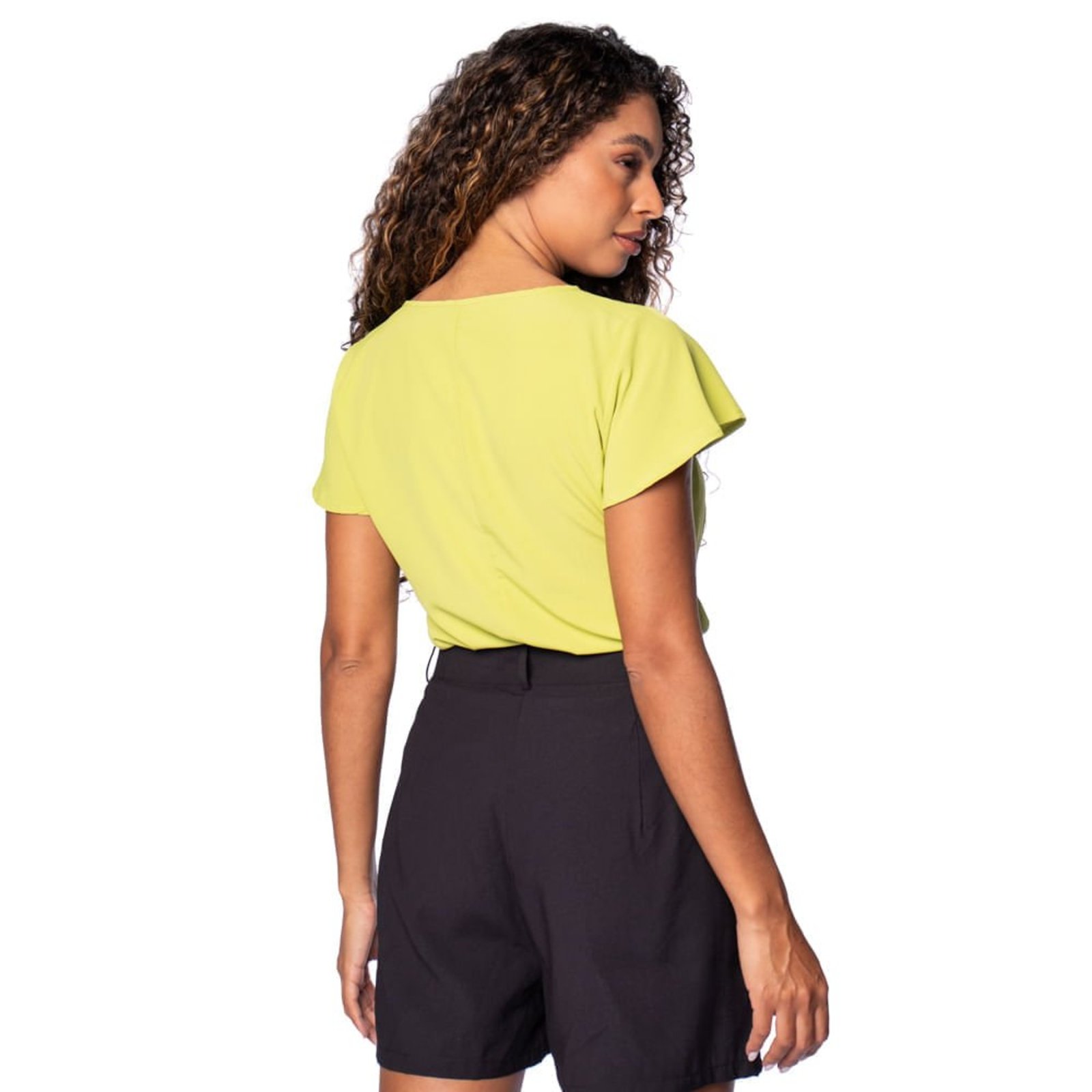 Vista 3 Blusa Feminina The Style Box Decote Gota Claro verde The Style Box verde