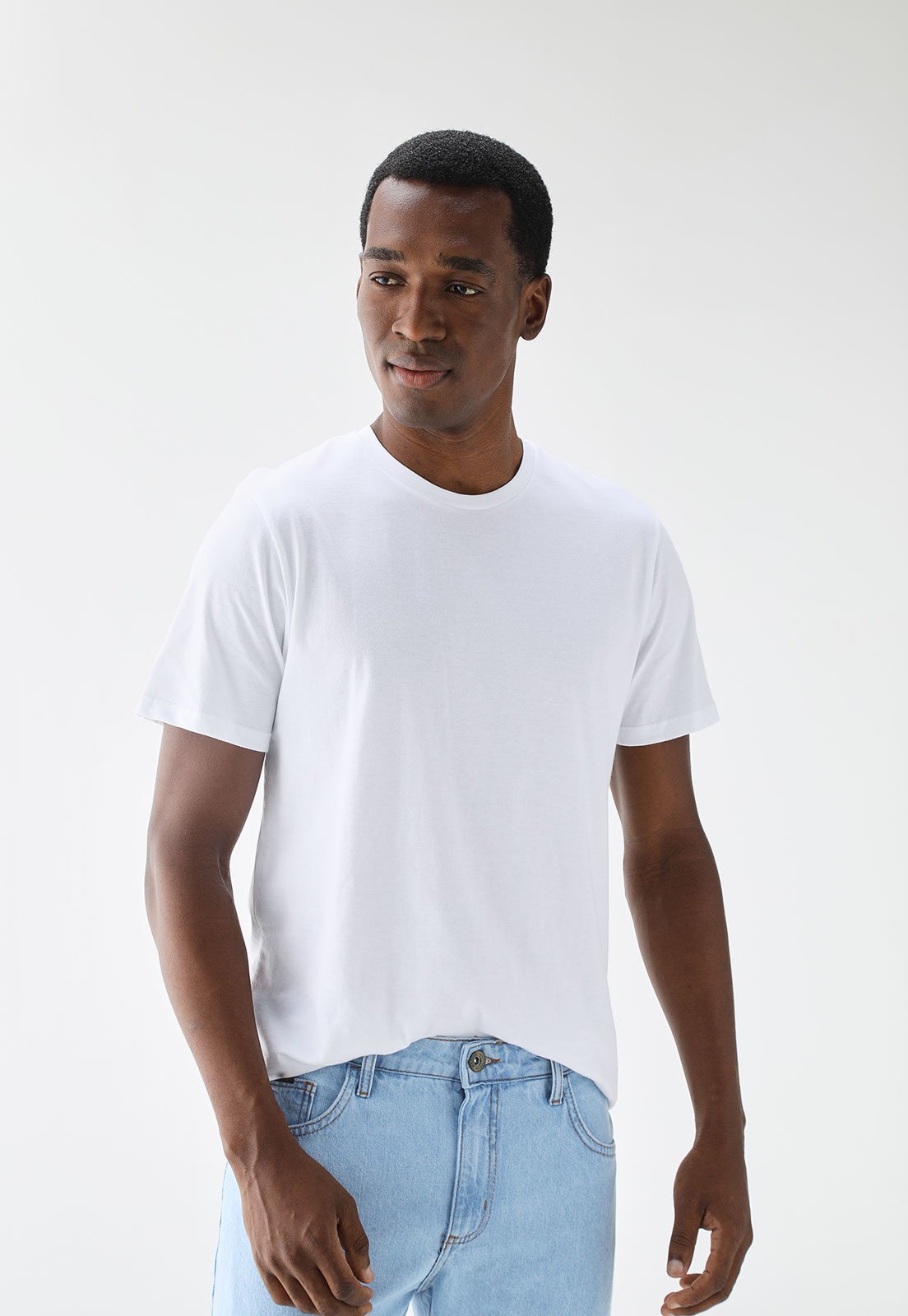 Camiseta TopMan Lisa Branca Kit 2 pçs