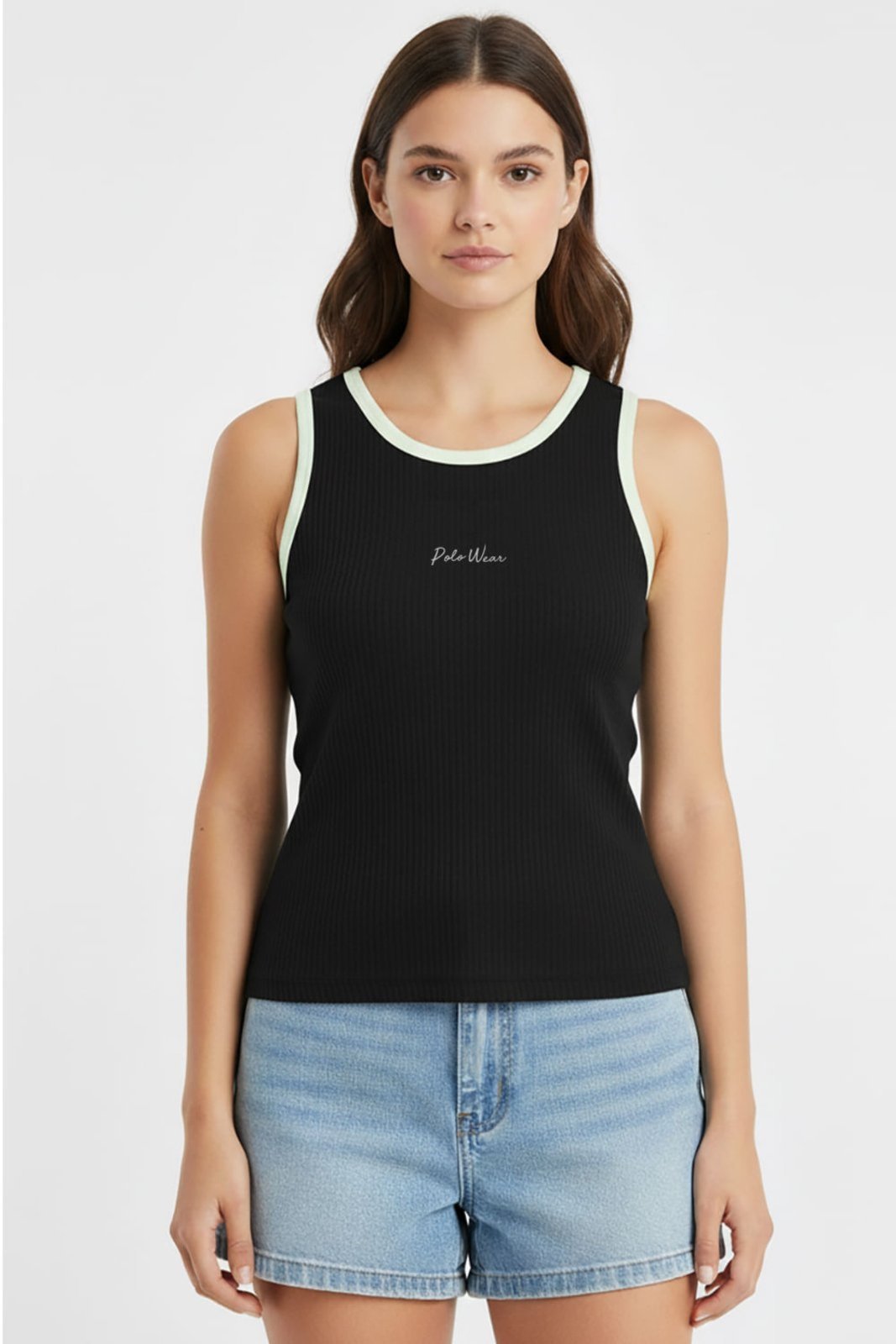 Regata Feminina Ribana Canelada Polo Wear Preto