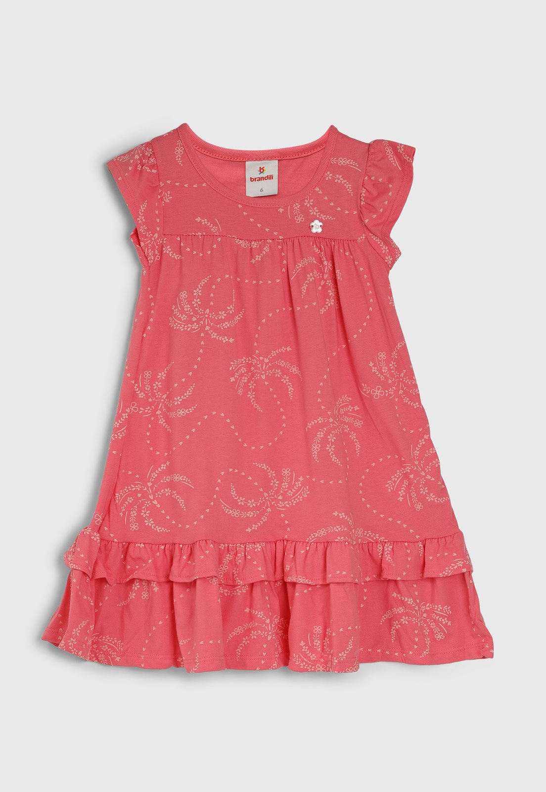 Infantil - Vestido Brandili Estampado Floral Rosa