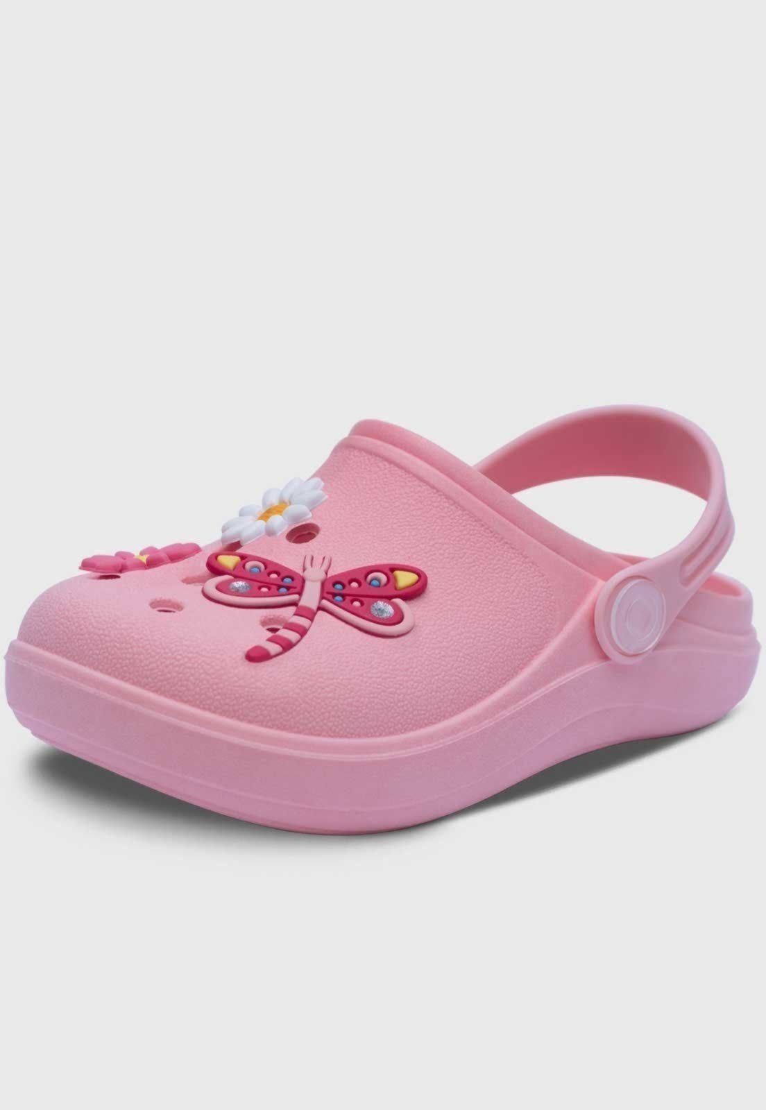 Infantil - Babuche Popidi Libelula e Flores Rosa