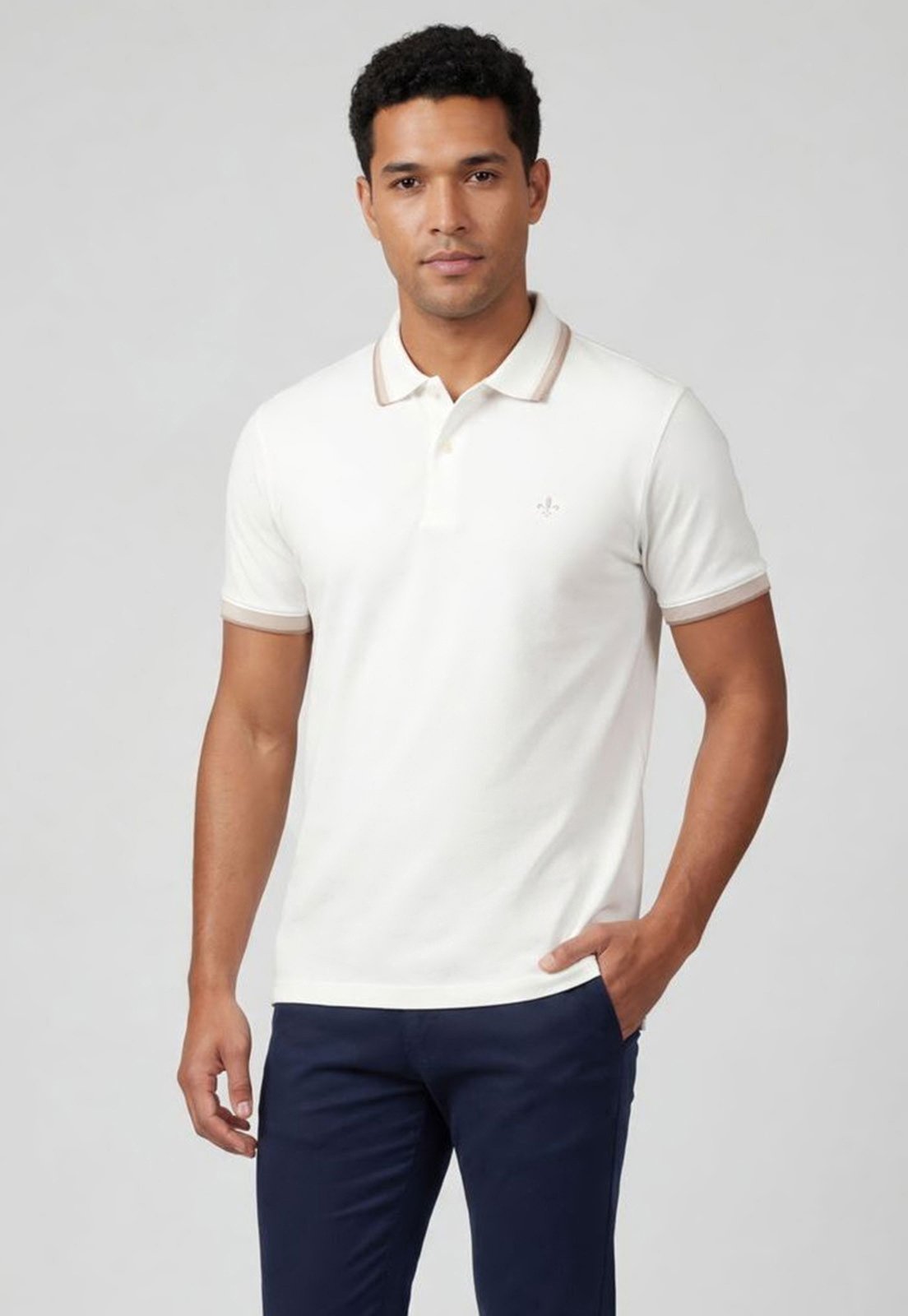 Polo Masculina Dudalina Gola Clássica Branca