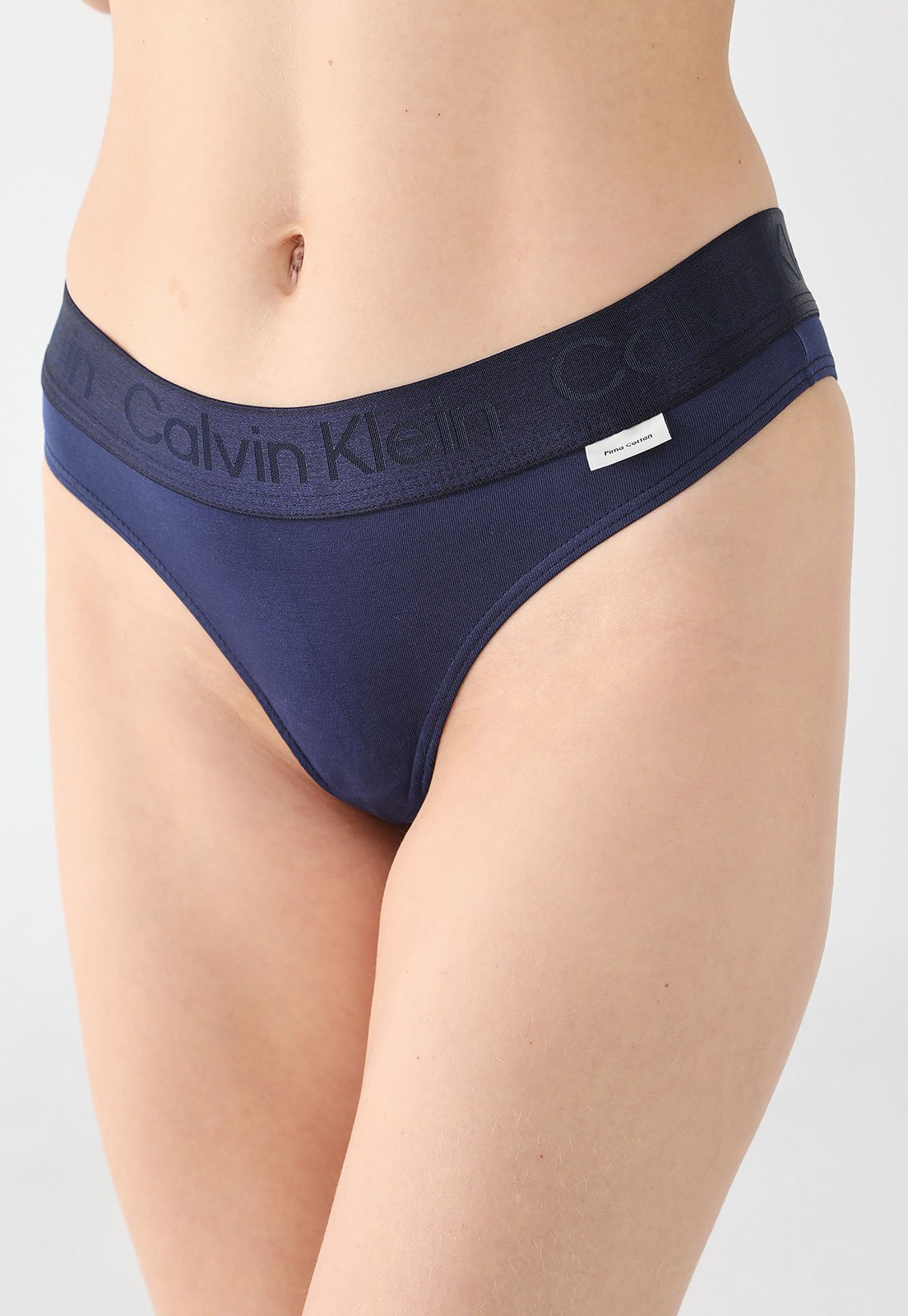 Calcinha Feminina Calvin Klein Tanga Pima Cotton Azul Marinho