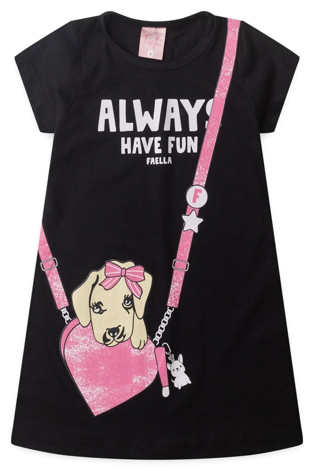 Infantil - Vestido Verão Feminino Always Have Fun Mega - Preto