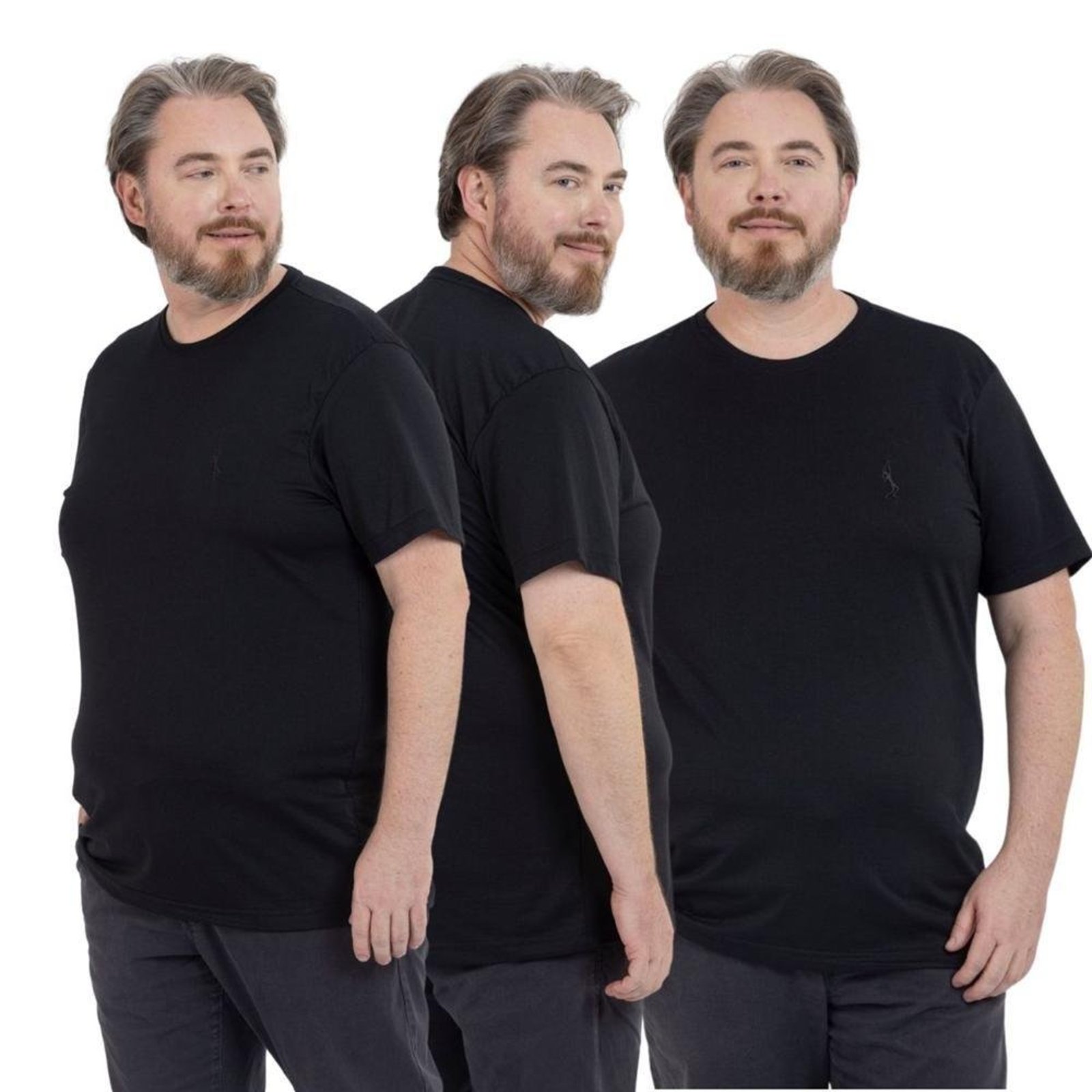 Kit 3 Camiseta Plus Size Básica Casual Masculina Confortável em Malha Leve