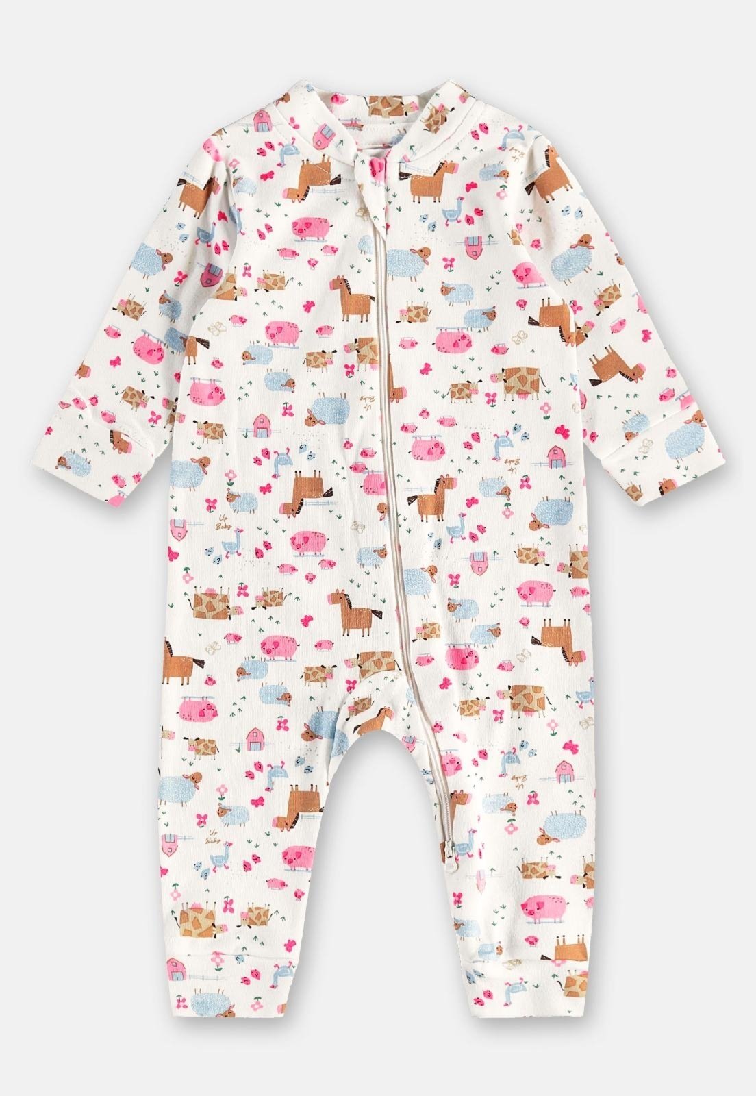 Infantil - Macacão Suedine Zíper 2 Cursores Up Baby Branco