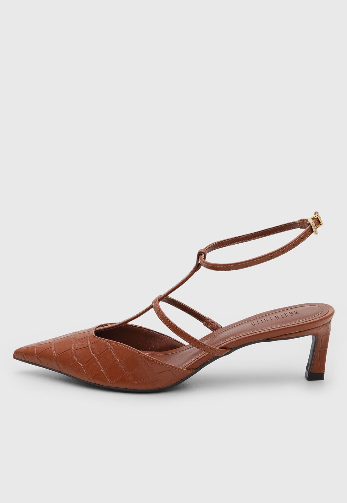 Scarpin Santa Lolla Textura Croco Marrom