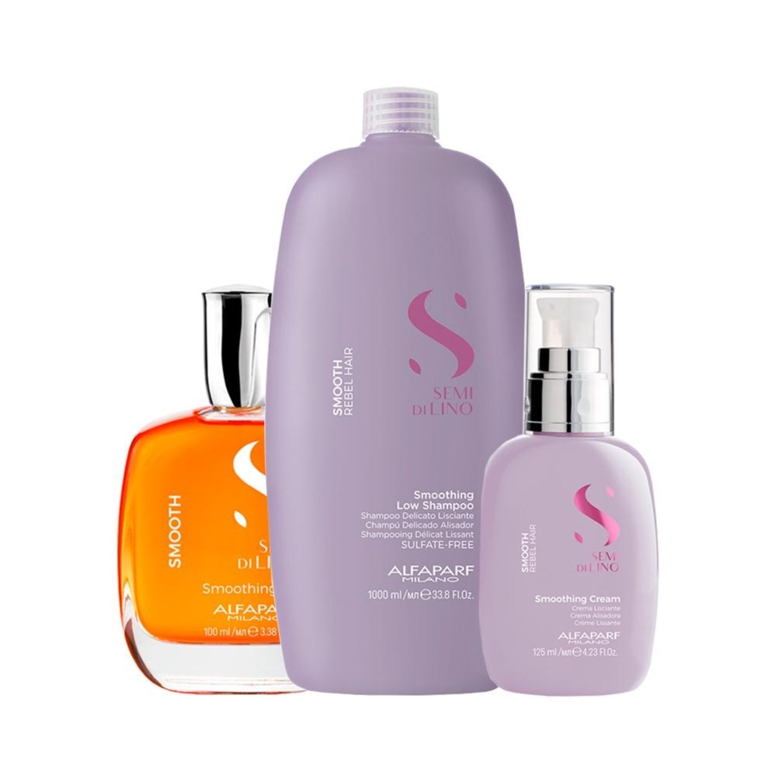 Alfaparf Semi Di Lino Smooth Shampoo, Creme e Óleo