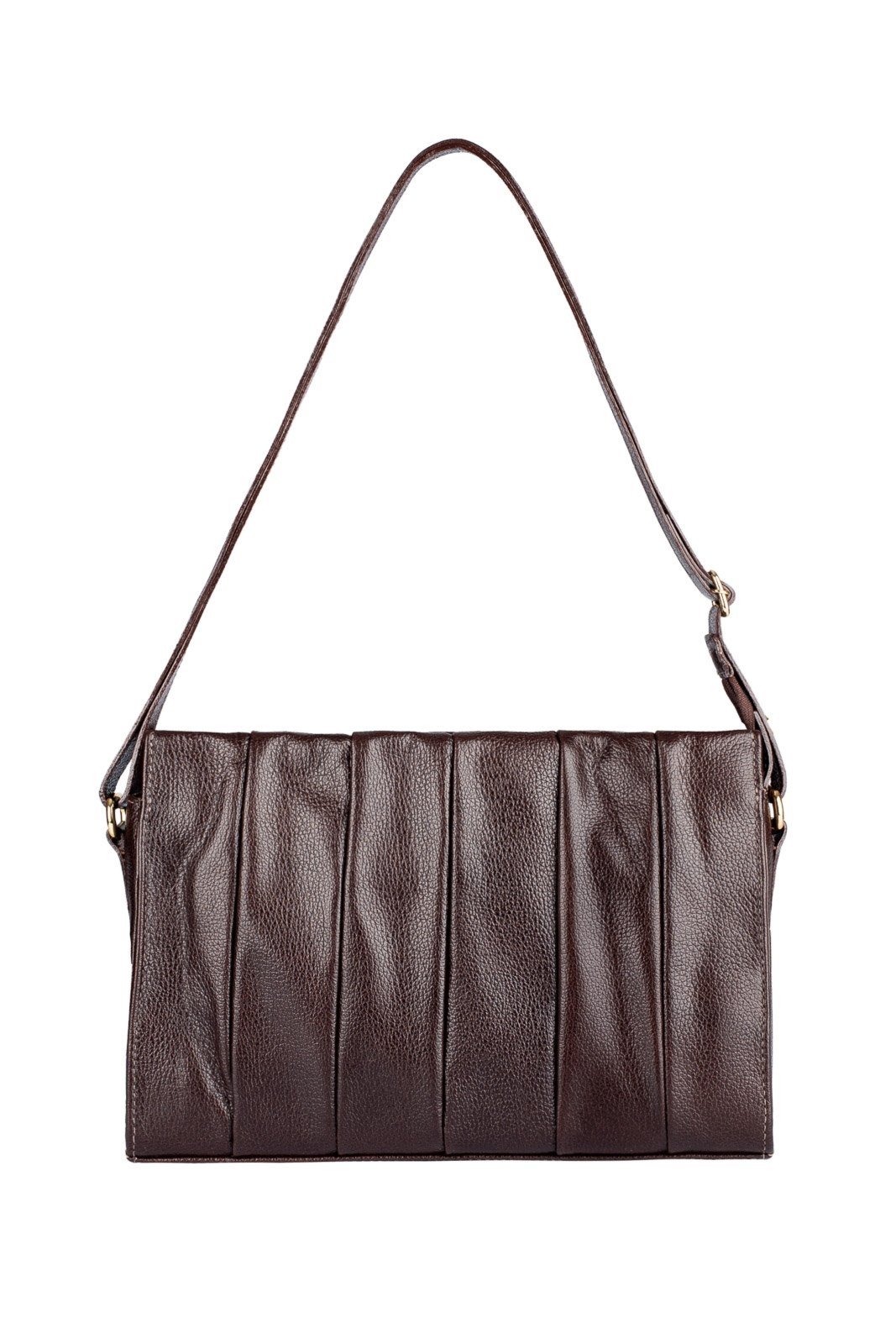Bolsa de couro liso tiracolo Barbara - Café
