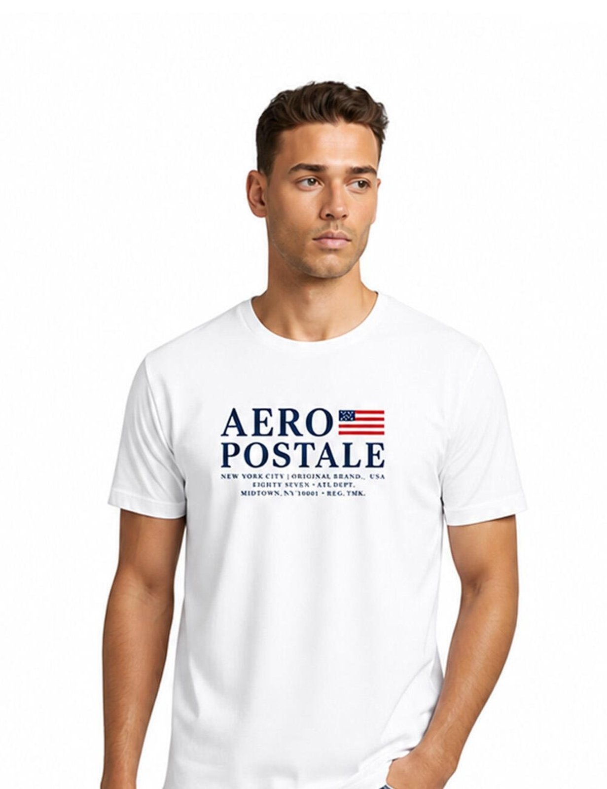 Camiseta Manga Curta Masculino Bordada Aéropostale 87130133-1 Branco