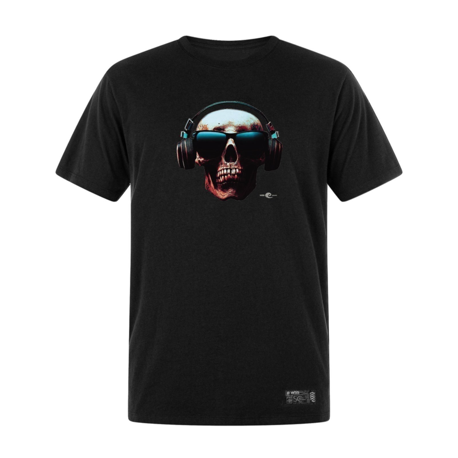 Camiseta Masculina Preta Algodão Prime Skull Rock WSS Preto