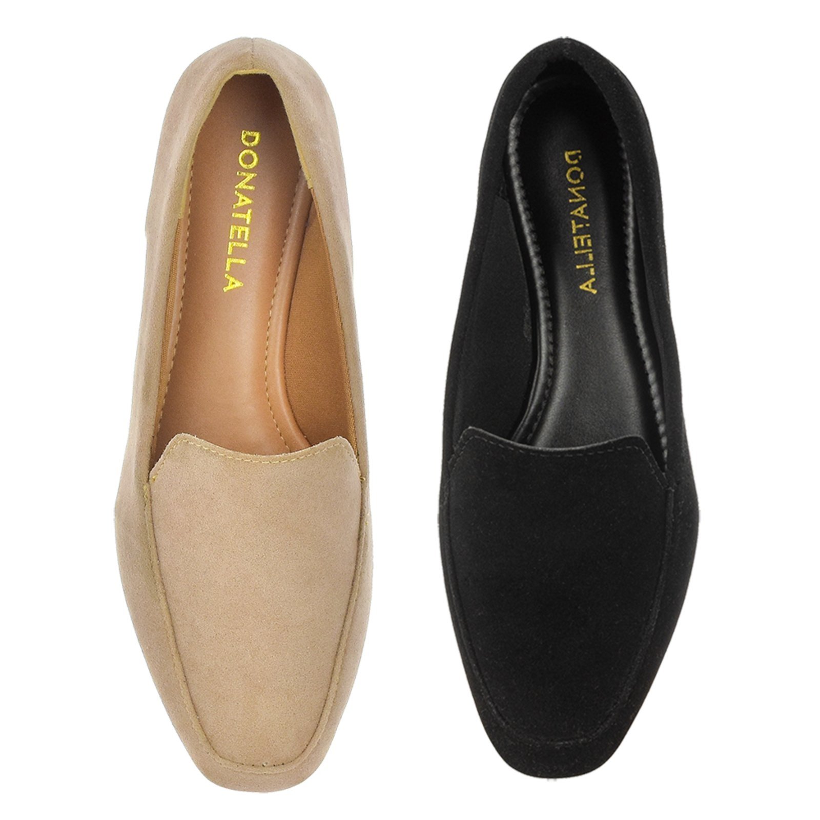 Kit 2 Pares Mocassim Feminino CM Calçados Preto e Nude Camurça