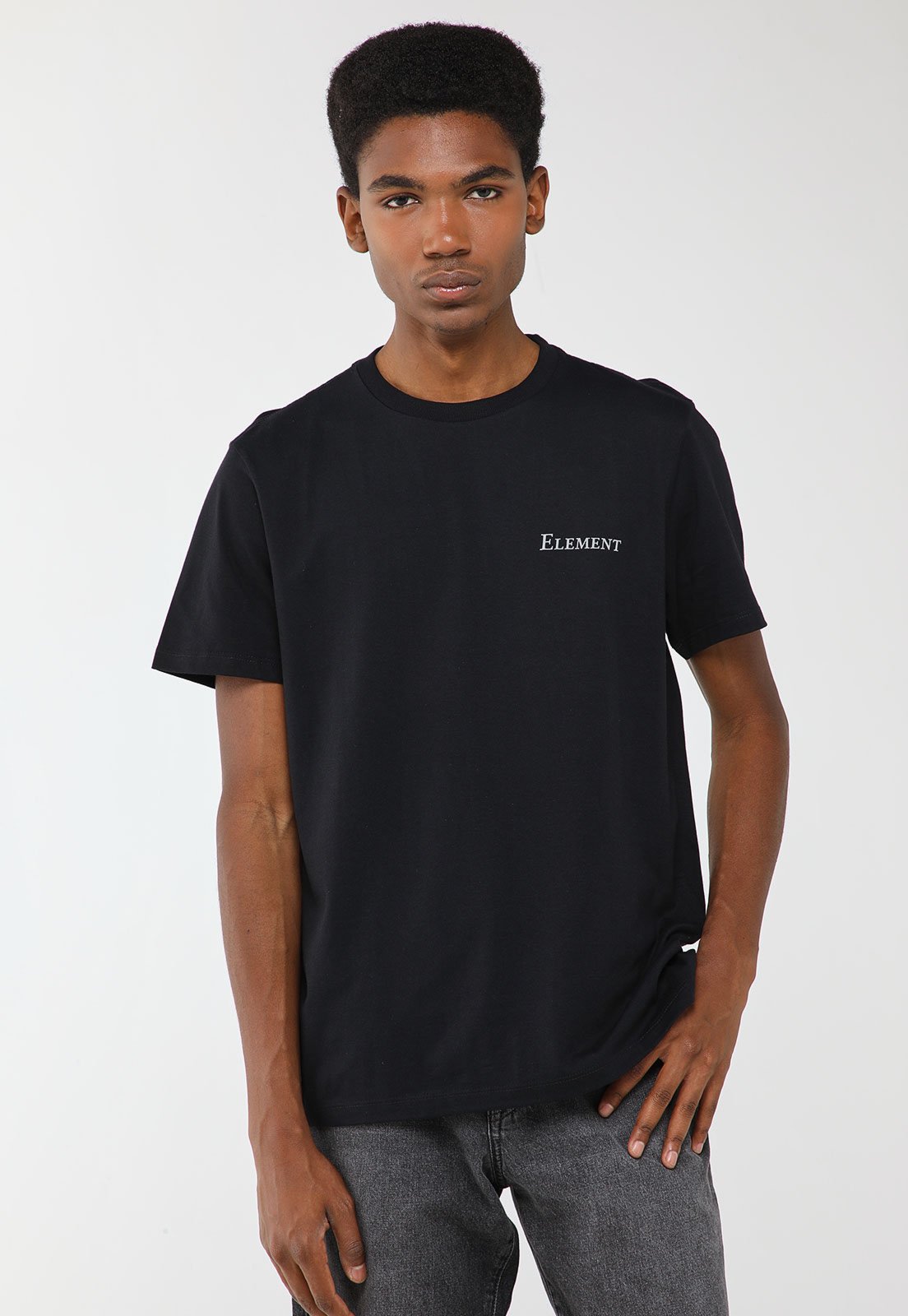 Vista 2 Camiseta Masculina Element Open Hills Preta preto Element preto