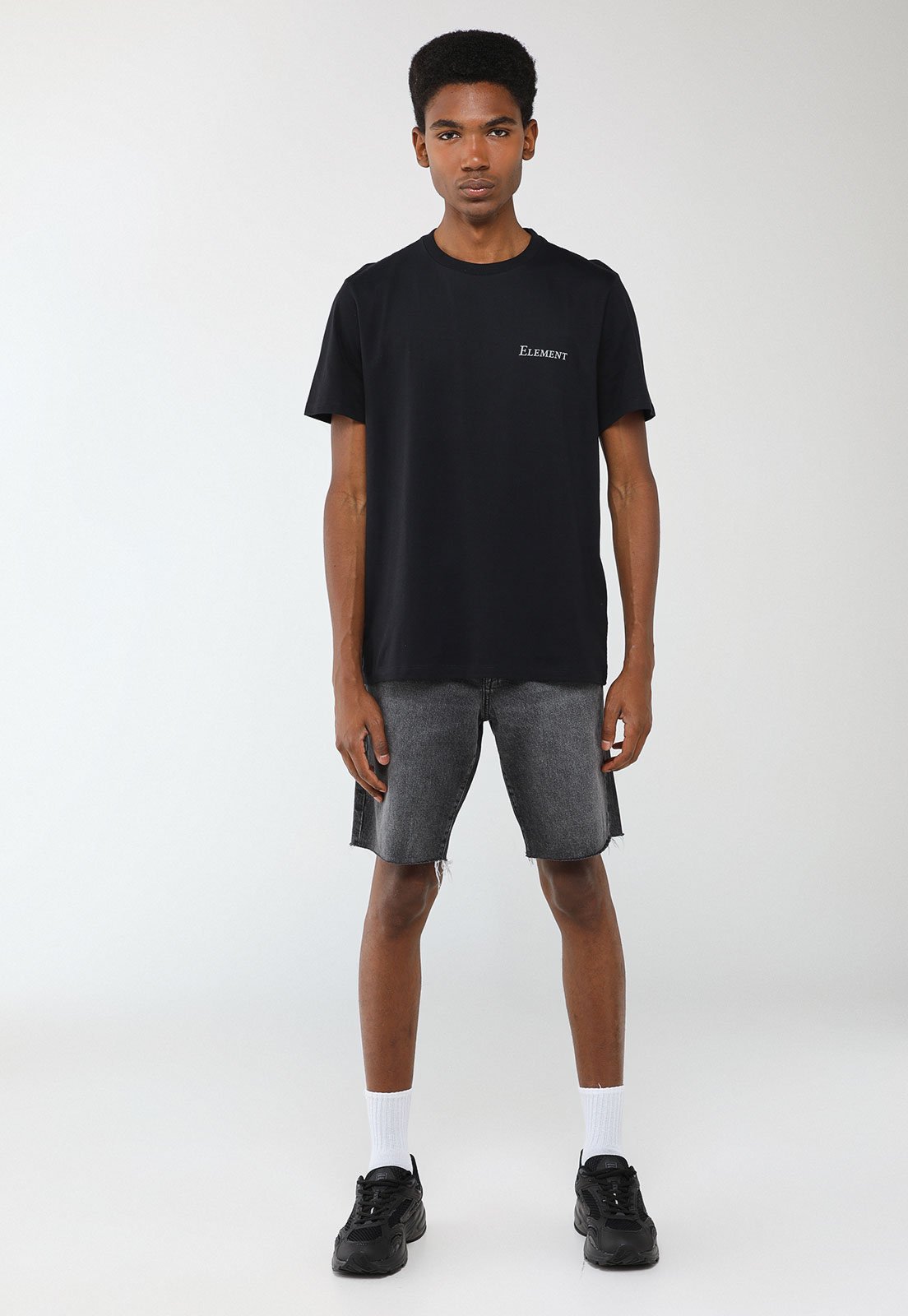 Vista 3 Camiseta Masculina Element Open Hills Preta preto Element preto