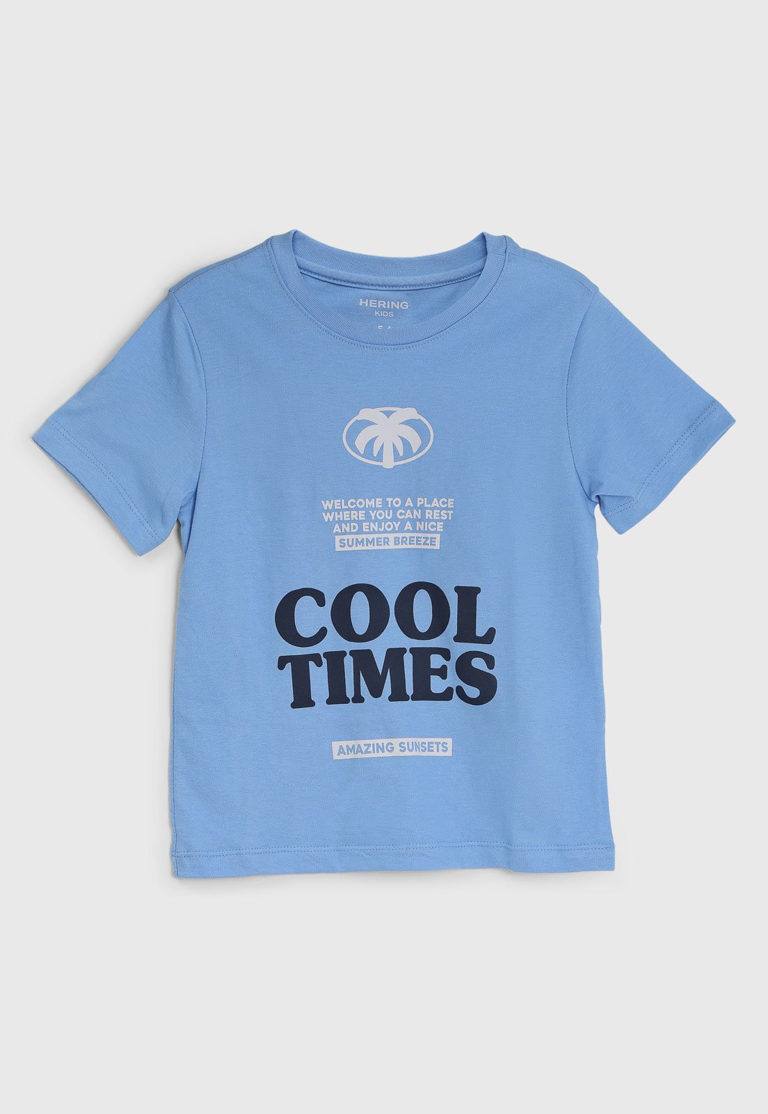 Infantil - Camiseta Hering Estampa Frontal Azul Claro