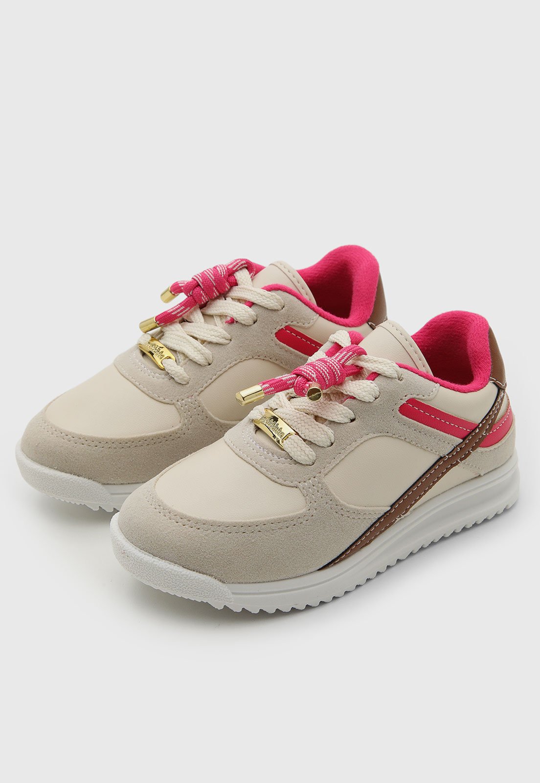 Infantil - Tênis Molekinha Detalhes Rosa Off-white