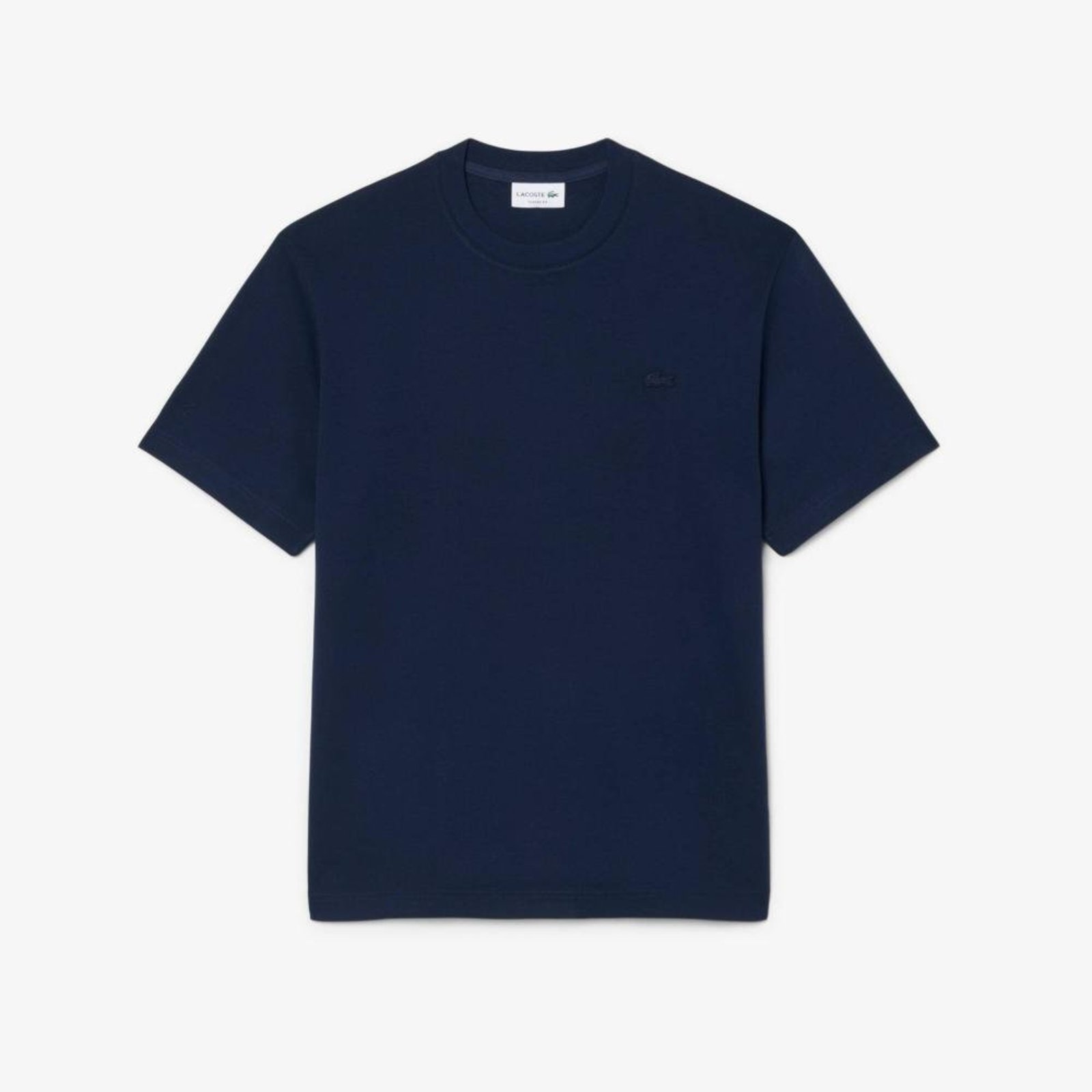 Camiseta Lacoste com Assinatura Bordada Azul