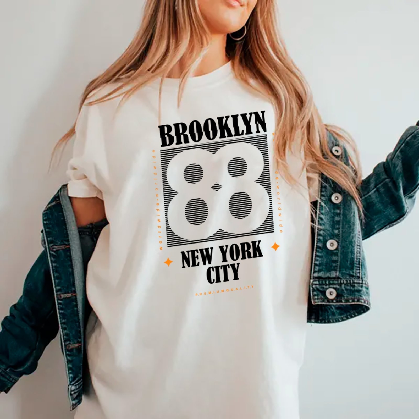Camiseta Ousy Streetwear Brooklyn 88 New York City Oversized Unissex Branco