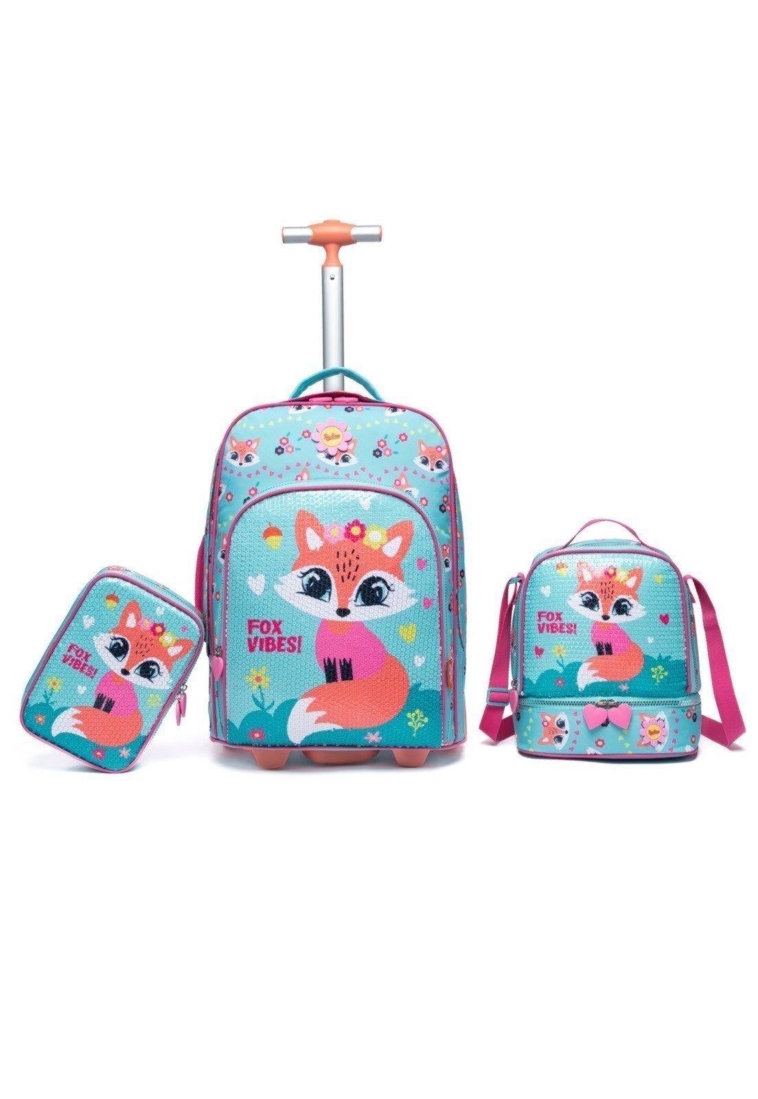 Infantil - Kit Mochila Polo One Rodinhas Lancheira Termica Estojo Menina Escolar