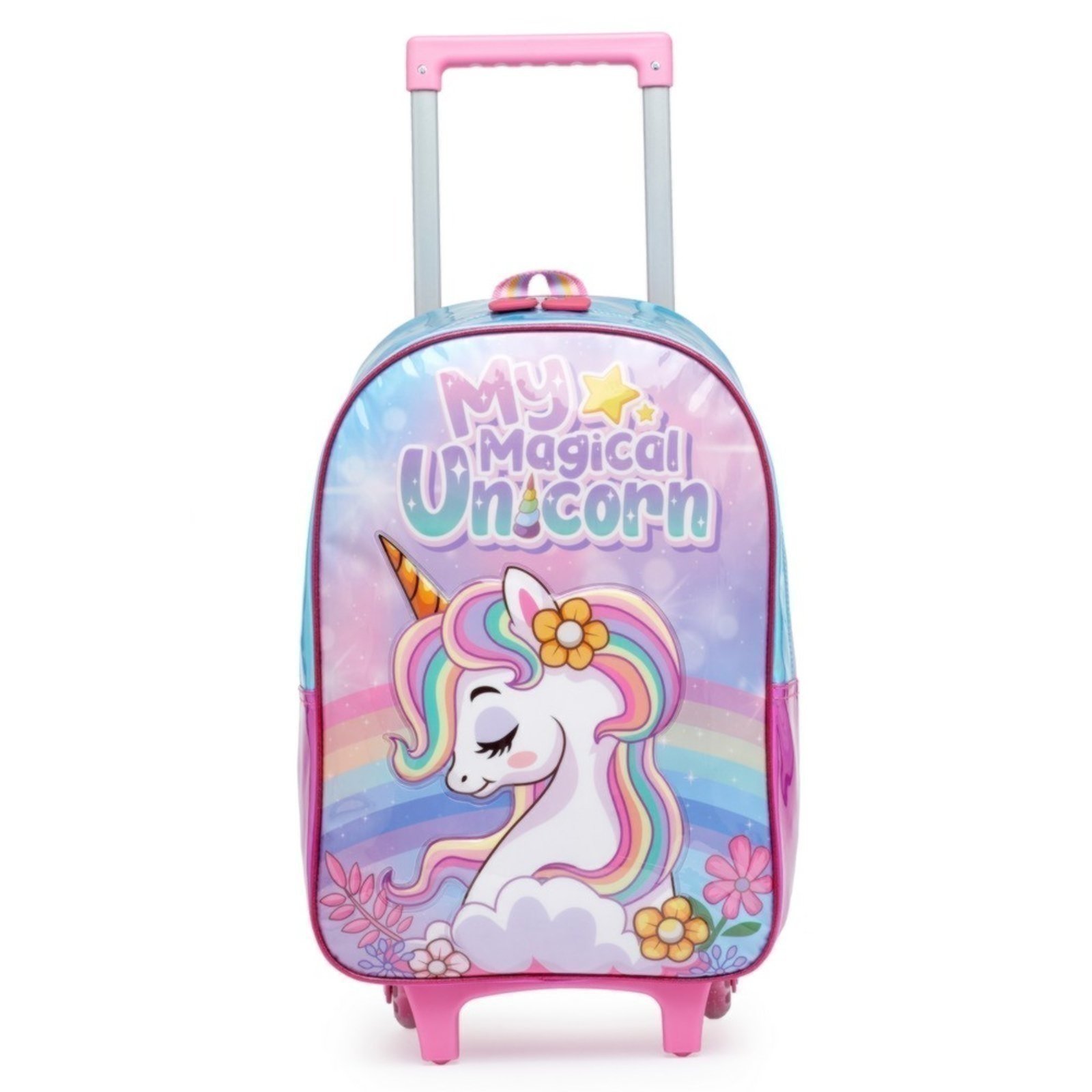 Vista 3 Infantil - Kit Escolar Coban Mochila de Rodinhas Lancheira Estojo Unicórnio rosa COBAN rosa