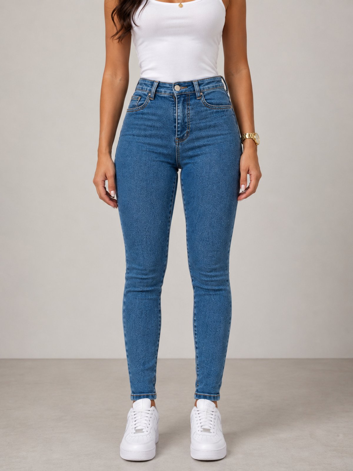 Calça Jeans Skinny Cintura Alta Yellow Jeans Feminina Modeladora Premium Efeito Empina Bumbum e Ajuste Perfeito
