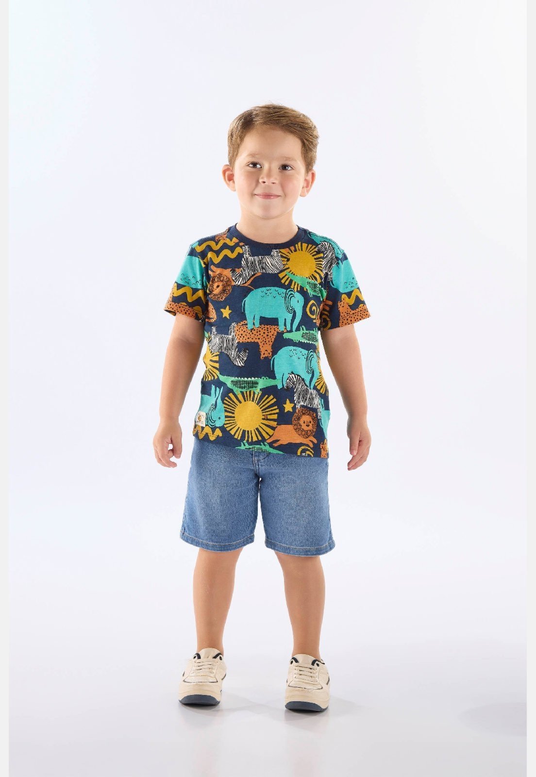 Infantil - Camiseta Safári em Algodão Up Baby Azul
