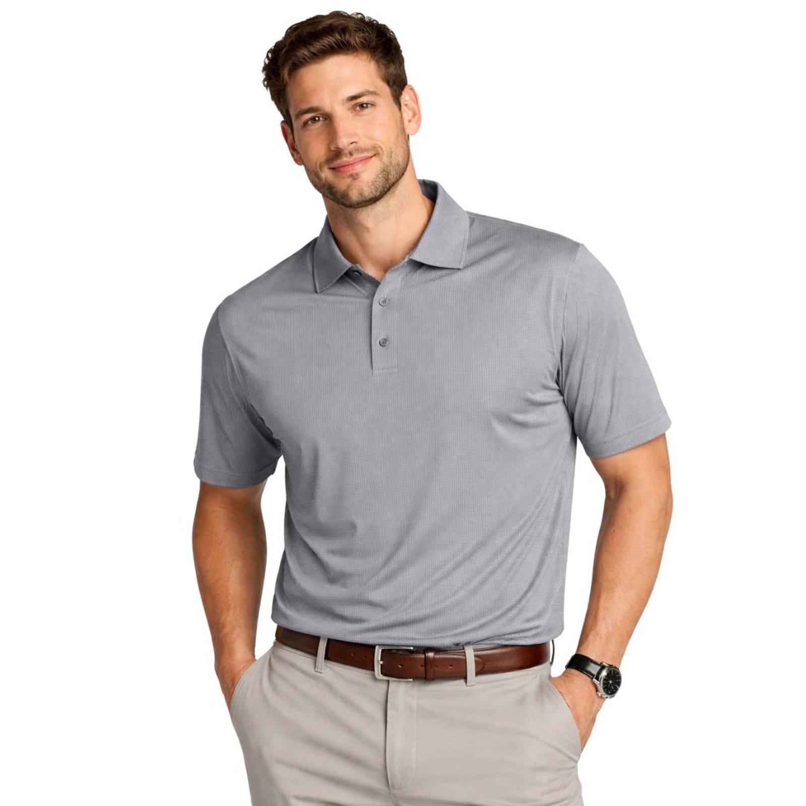 Camisa Polo Masculina Poliamida Elastano Premium Cinza
