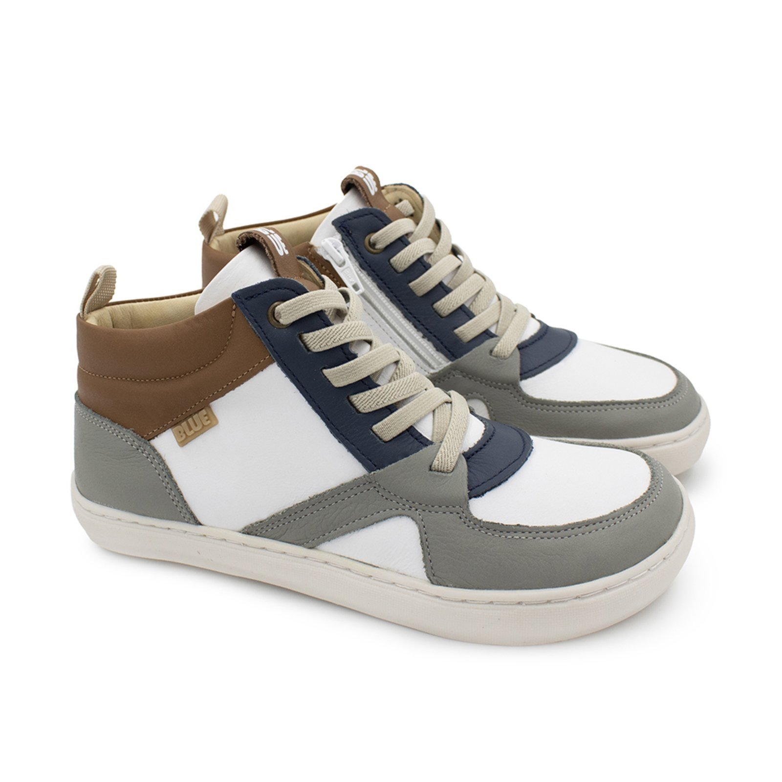 Infantil - Bota Menino Blue Valentim Couro Branco Marinho