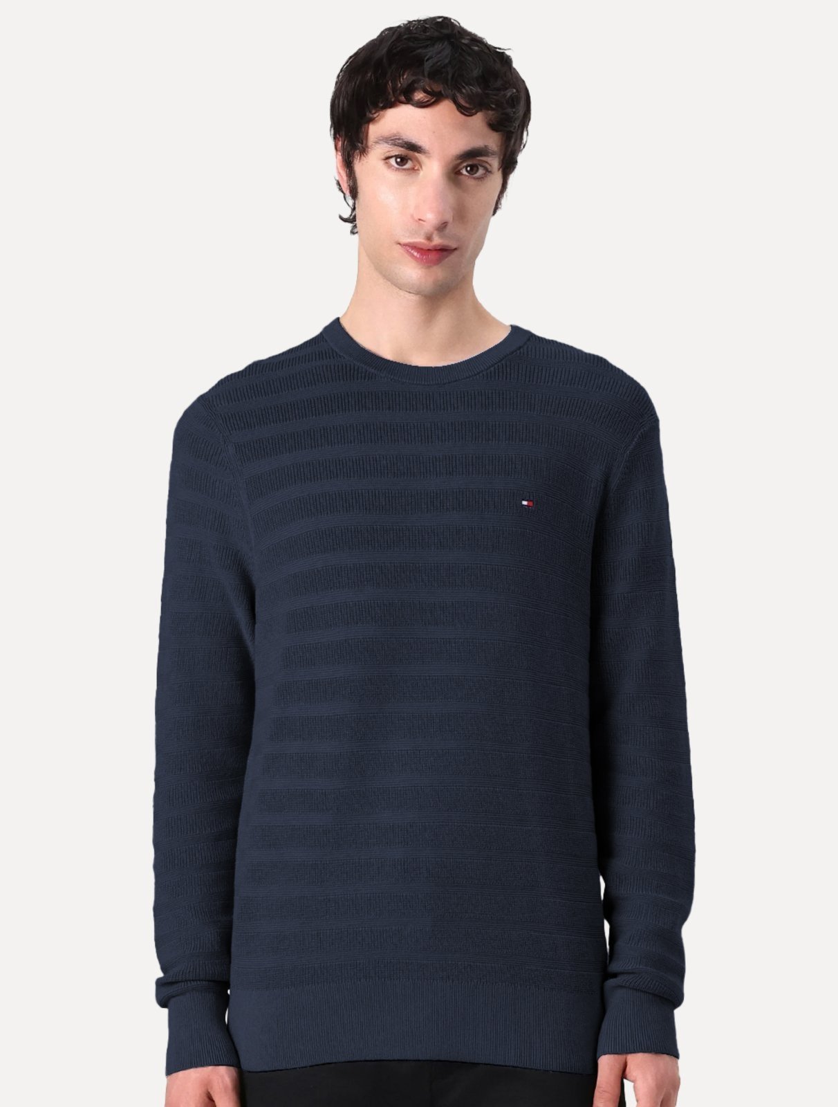 Vista 3 Suéter Tommy Jeans Masculino C-Neck Stripe Structured azul marinho Tommy Jeans azul marinho