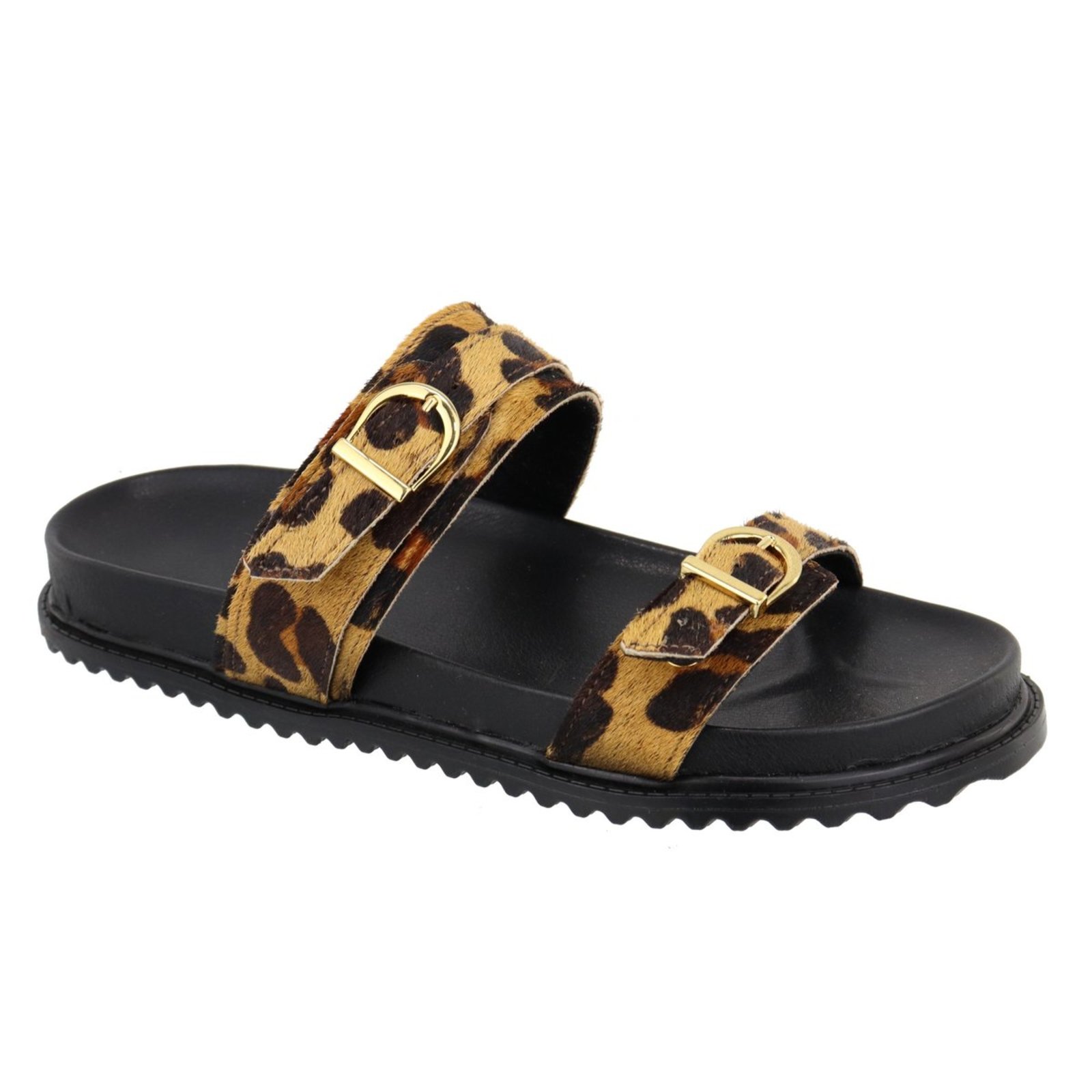 Sandalia Papete Rasteira Flat Feminina Onça Fivelas Tellini Store