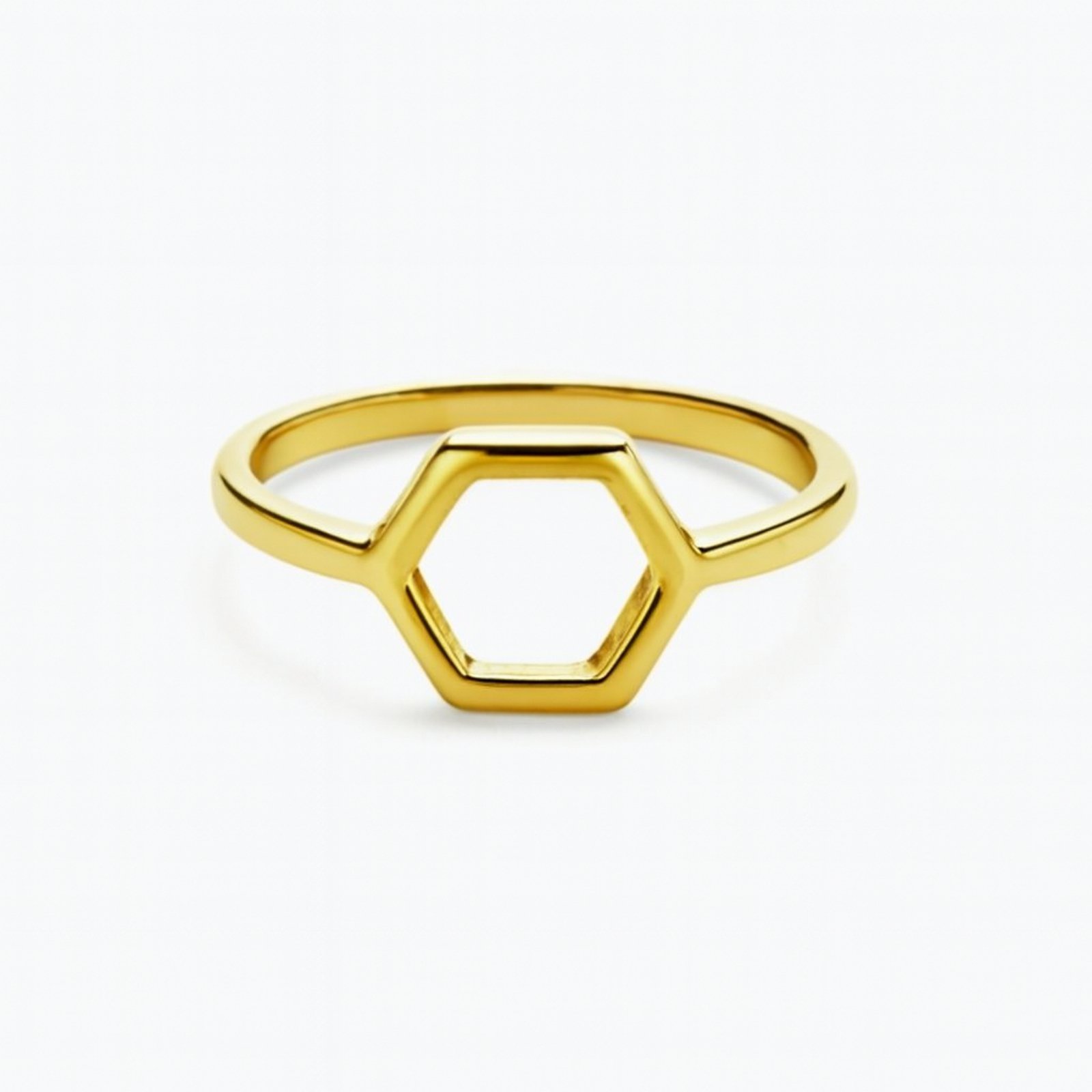 Vista 3 Anel Vih Triny Forma Geométrica Banhado a Ouro dourado Vih Triny dourado