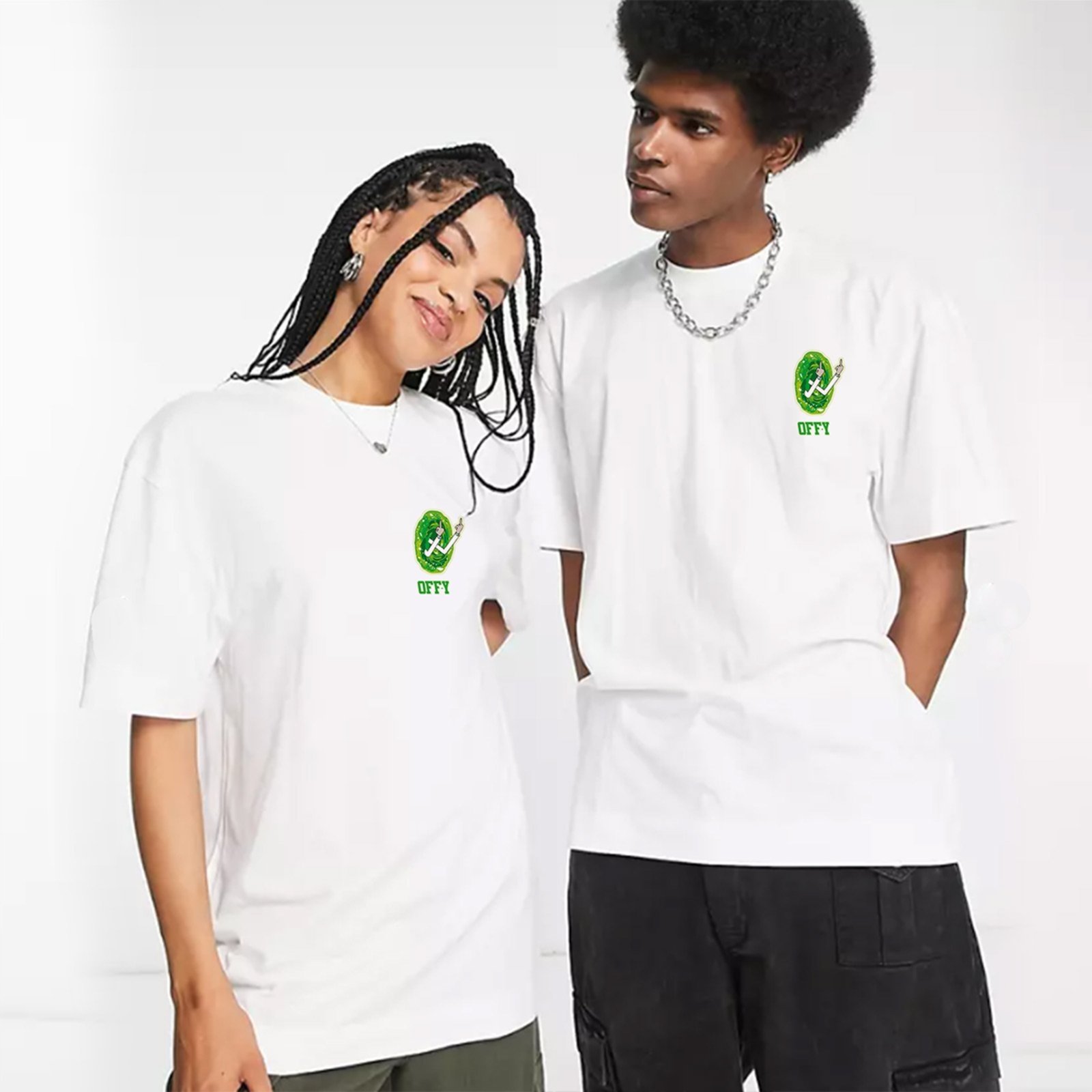 Camiseta Oversized Streetwear Rick Sanchez Branco Off-Y