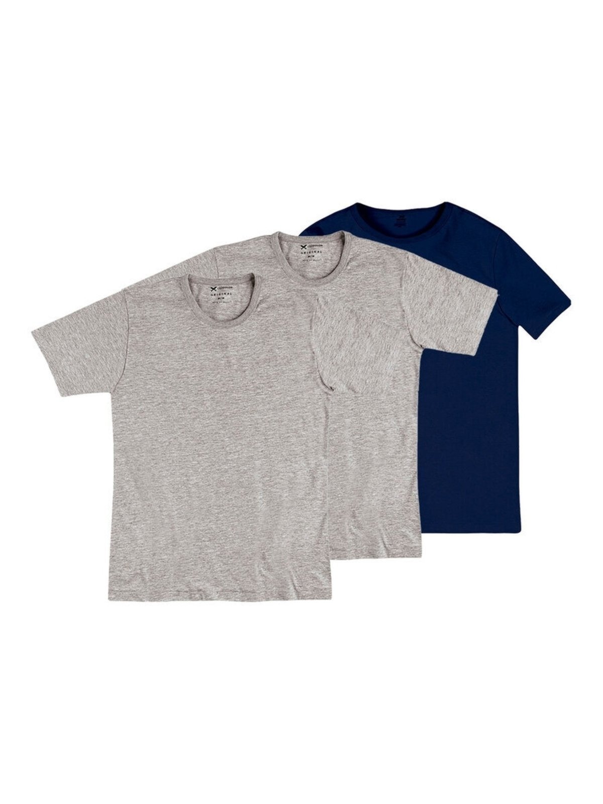 Kit com 3 Camisetas Masculina Hering 299 Cinza