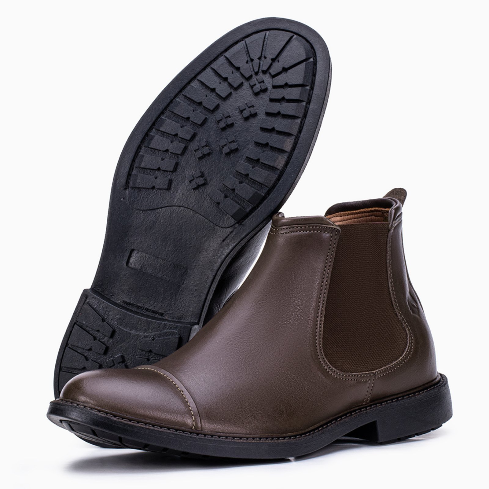 Botina Chelsea em Couro Masculino Modelo Baruc Marrom