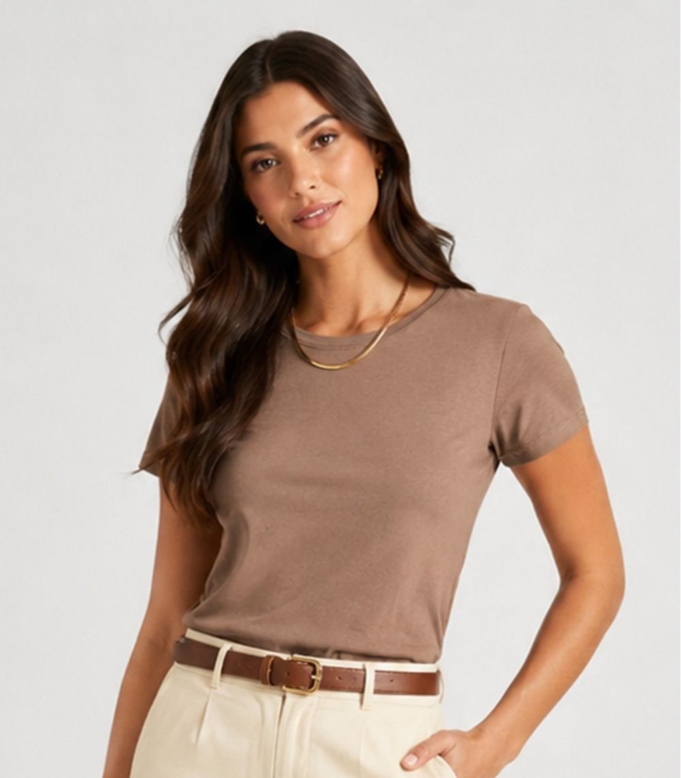 Blusa Feminina Meia Malha 30 Básica KO Bege