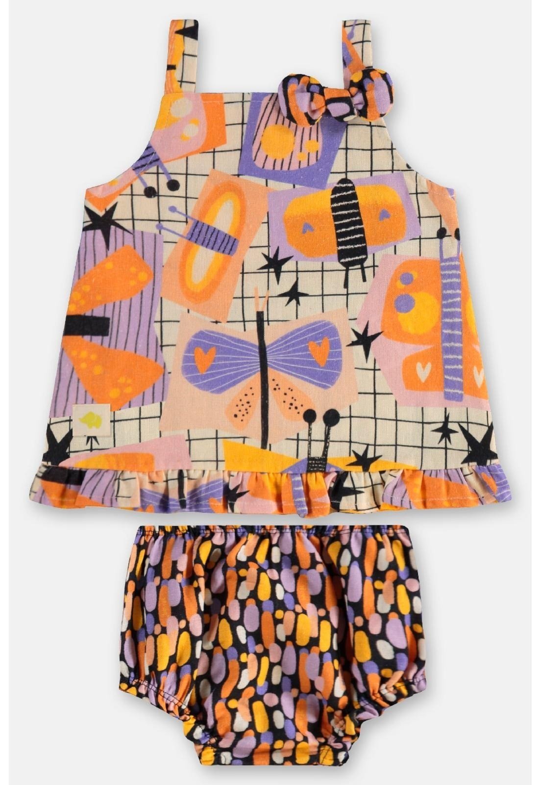 Vista 3 Infantil - Conjunto com Bata e Calcinha Três e Já branco Três e Já branco