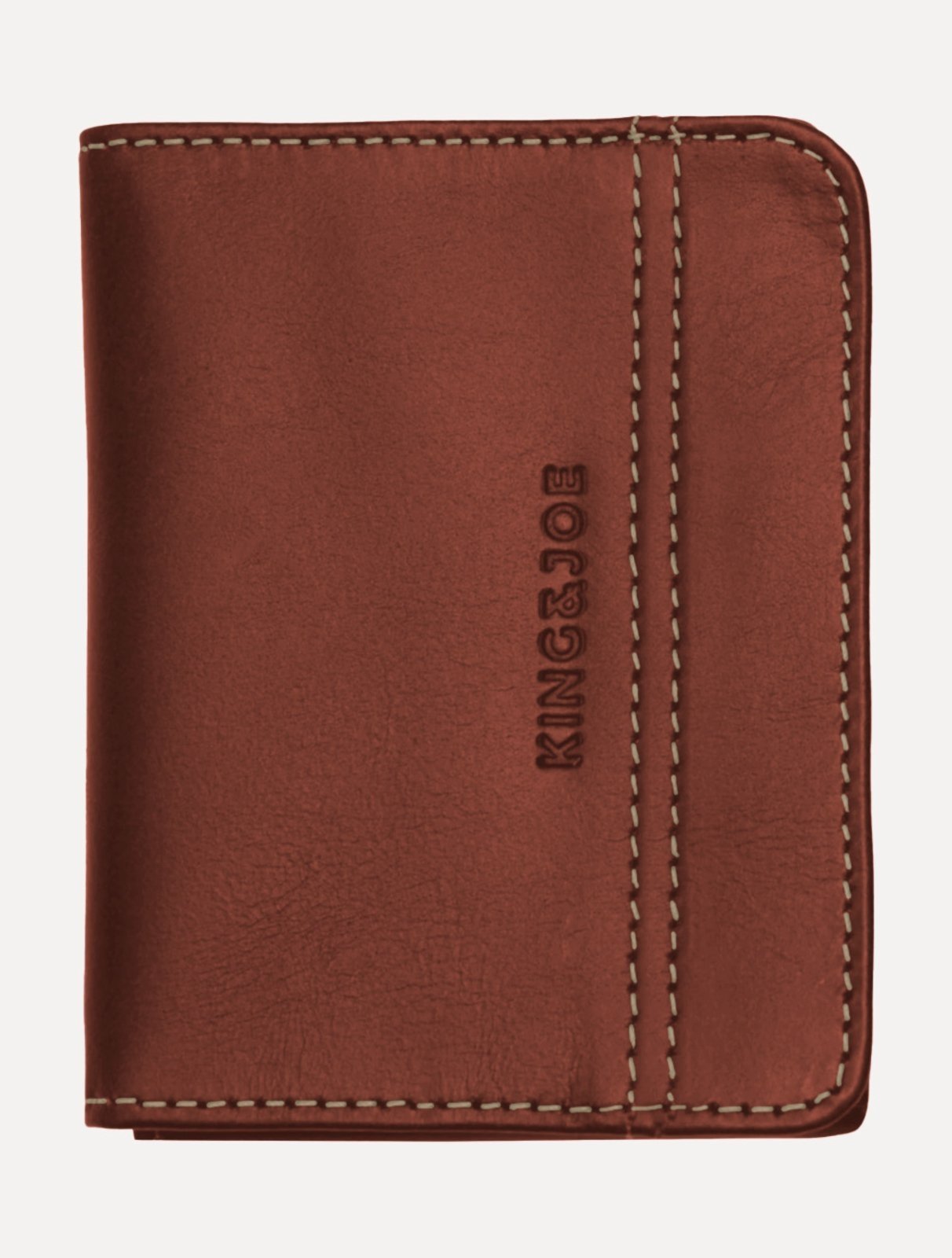 Carteira King & Joe Masculina Horizontal Pesponto Conhaque