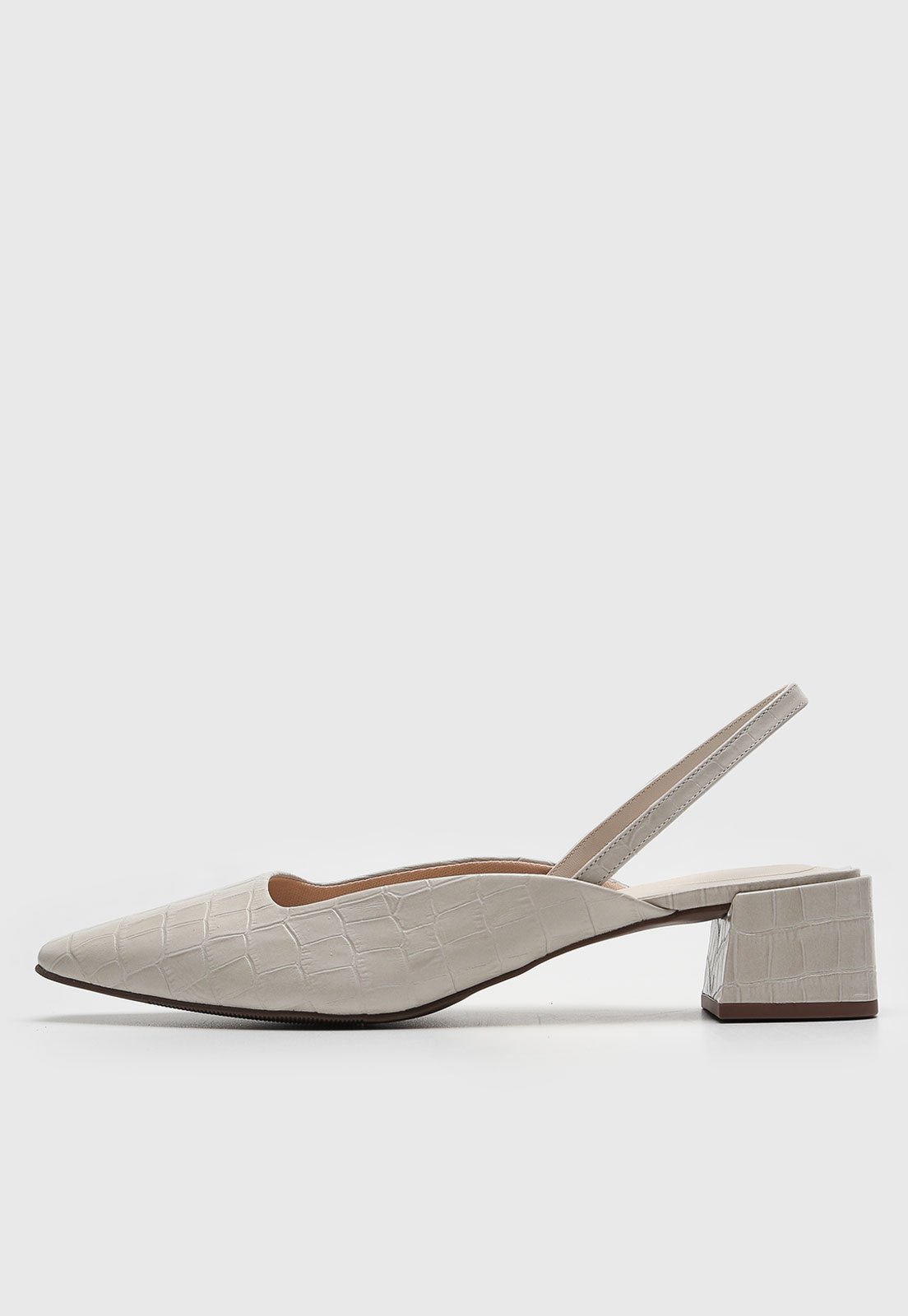 Slingback Feminino Loucos e Santos Textura Croco Off-White